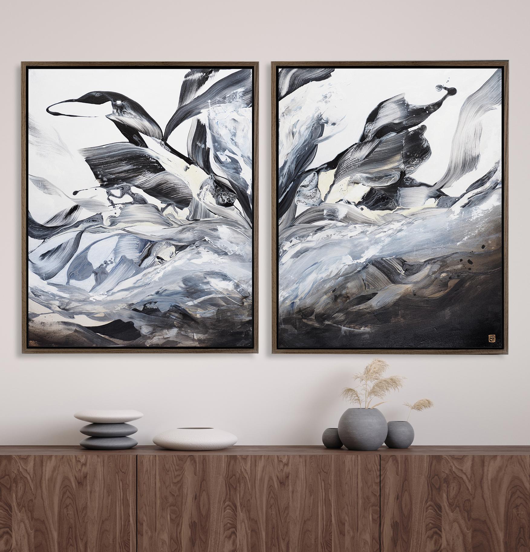 Details:
- This is a diptych and consists of 2 complimentary pieces
- Natural oak floating frame included. Each piece is 32 x 26 x 2 inches  (framed)
- This is a hand painted, original painting
- Created in North Carolina, USA
- Professional grade