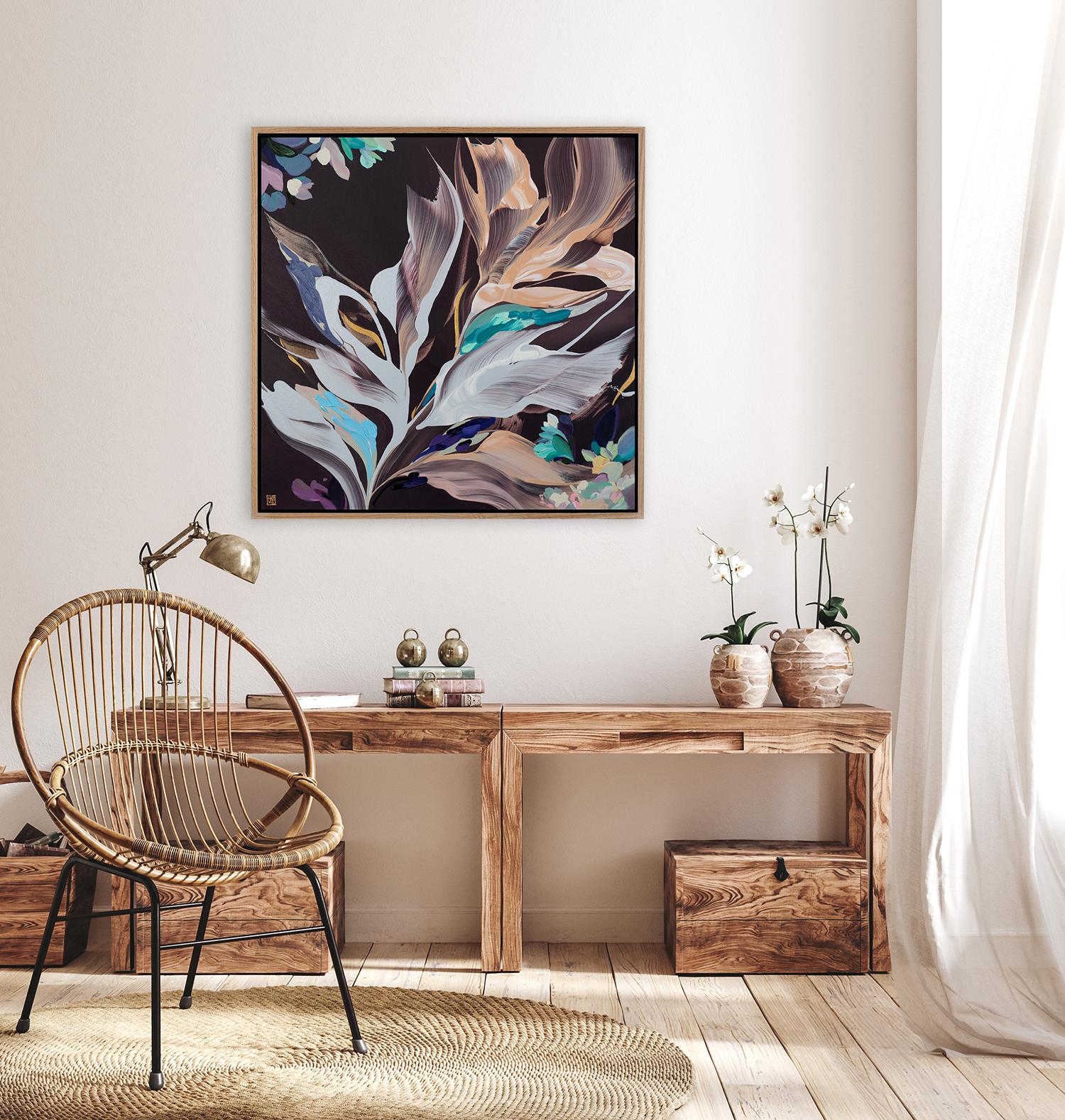 Equinox Days, Original Framed Signed Nature-Inspired Abstract Painting on Canvas For Sale 2