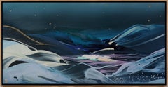 Ethereality, Original Framed Signed Blue Abstract Landscape Acrylic Painting