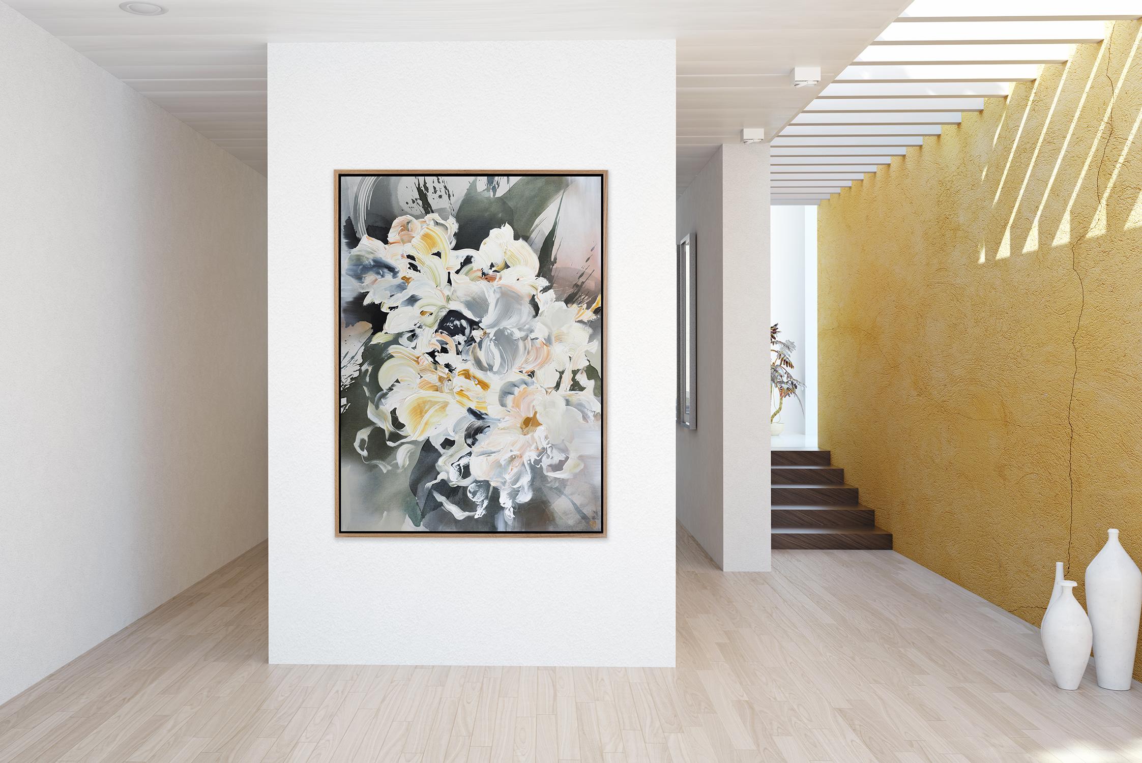 Original zeitgenössisches gerahmtes abstraktes Acrylgemälde auf Leinwand im Angebot 2