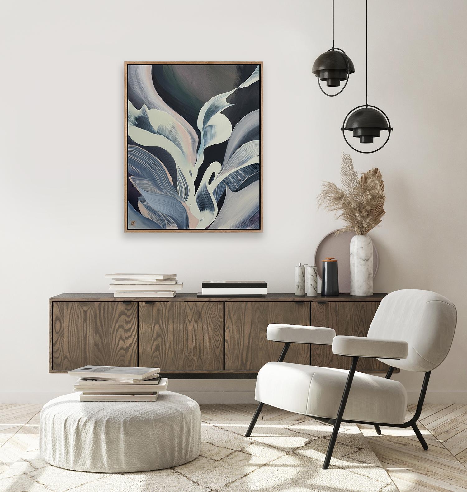 Faraway Land III, peinture abstraite contemporaine originale encadrée signée - Painting de Novi Lim