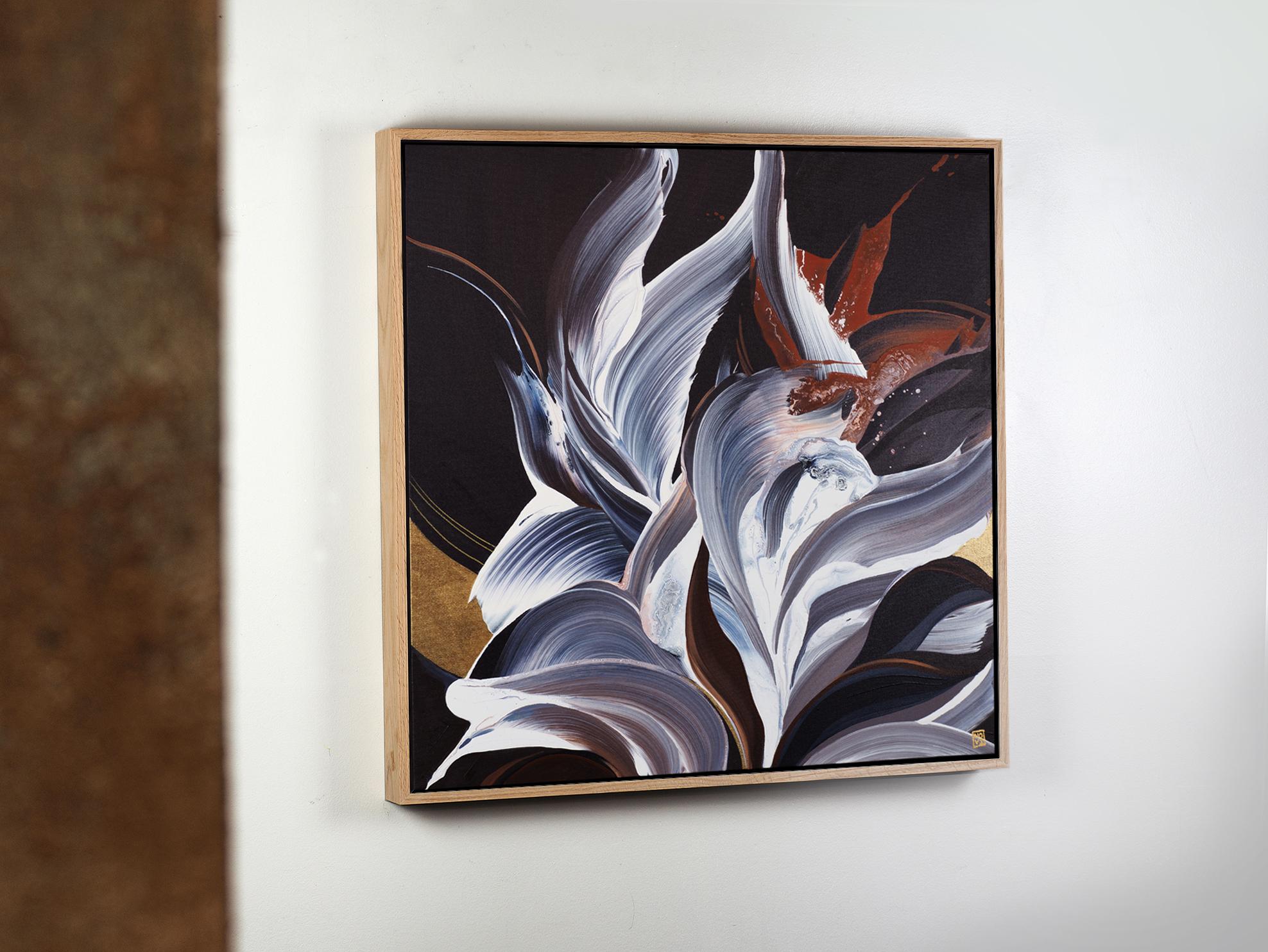 Artist commentary:

I like to transport my mind to a calming place, inspired by memories, and complex organic elements found in nature. Playing with colors and movement, creating new compositions -- my best work comes when there is freedom to create