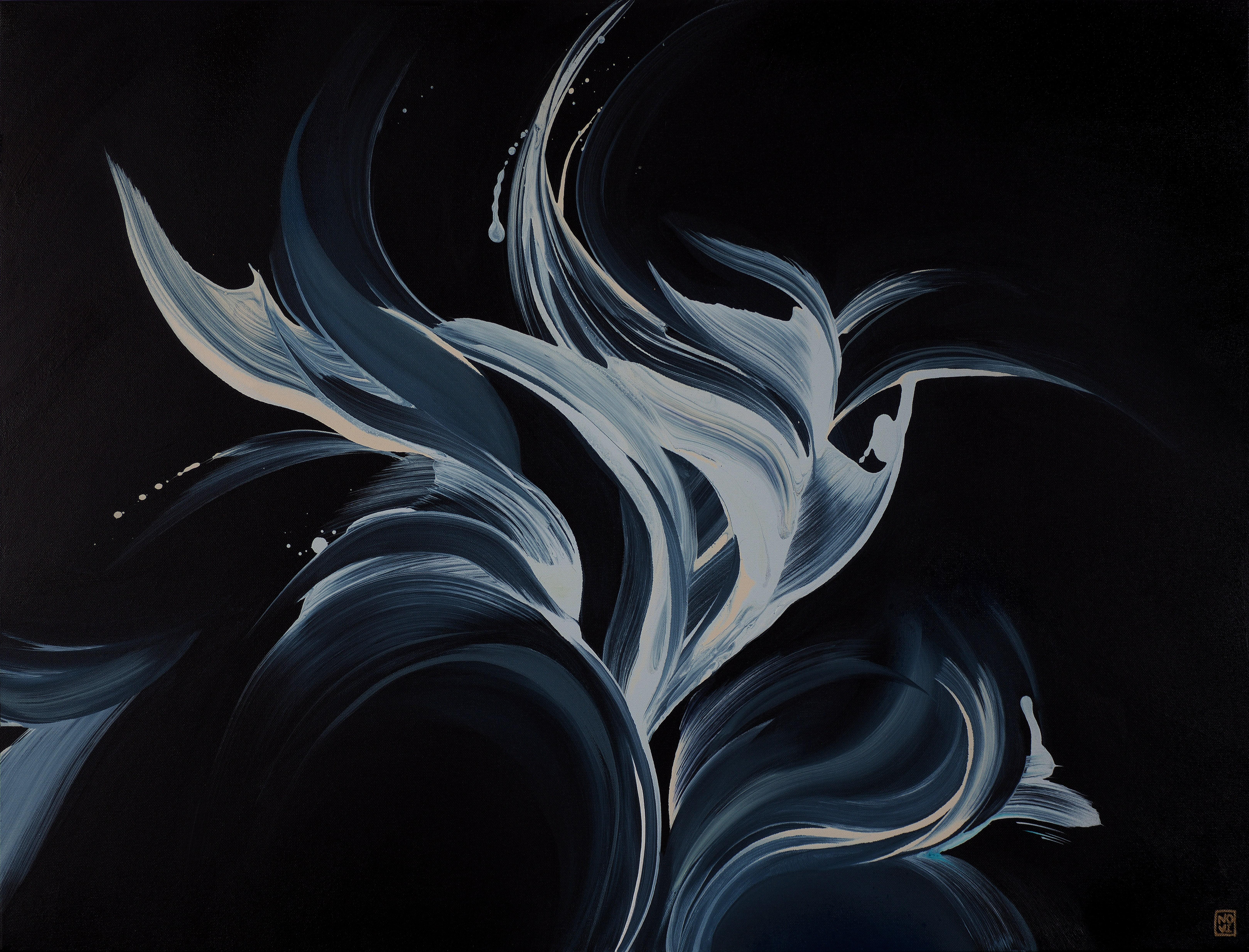 Novi Lim Abstract Painting – Ignit, Original zeitgenössisches gerahmtes abstraktes Acrylgemälde auf Leinwand