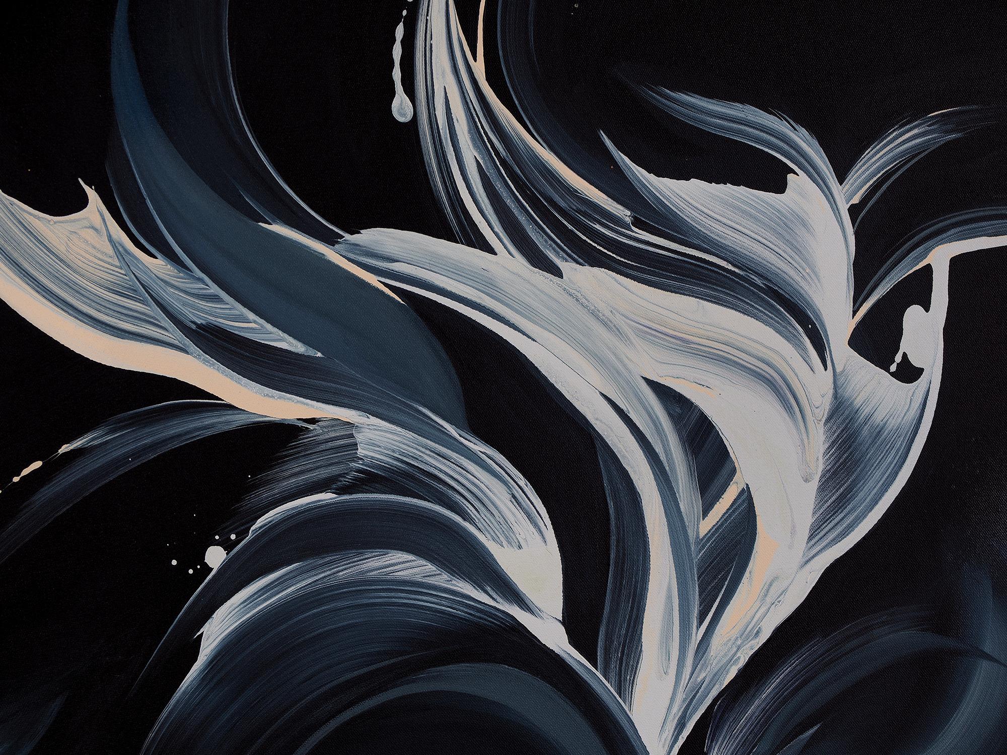 Ignit, Original zeitgenössisches gerahmtes abstraktes Acrylgemälde auf Leinwand – Painting von Novi Lim