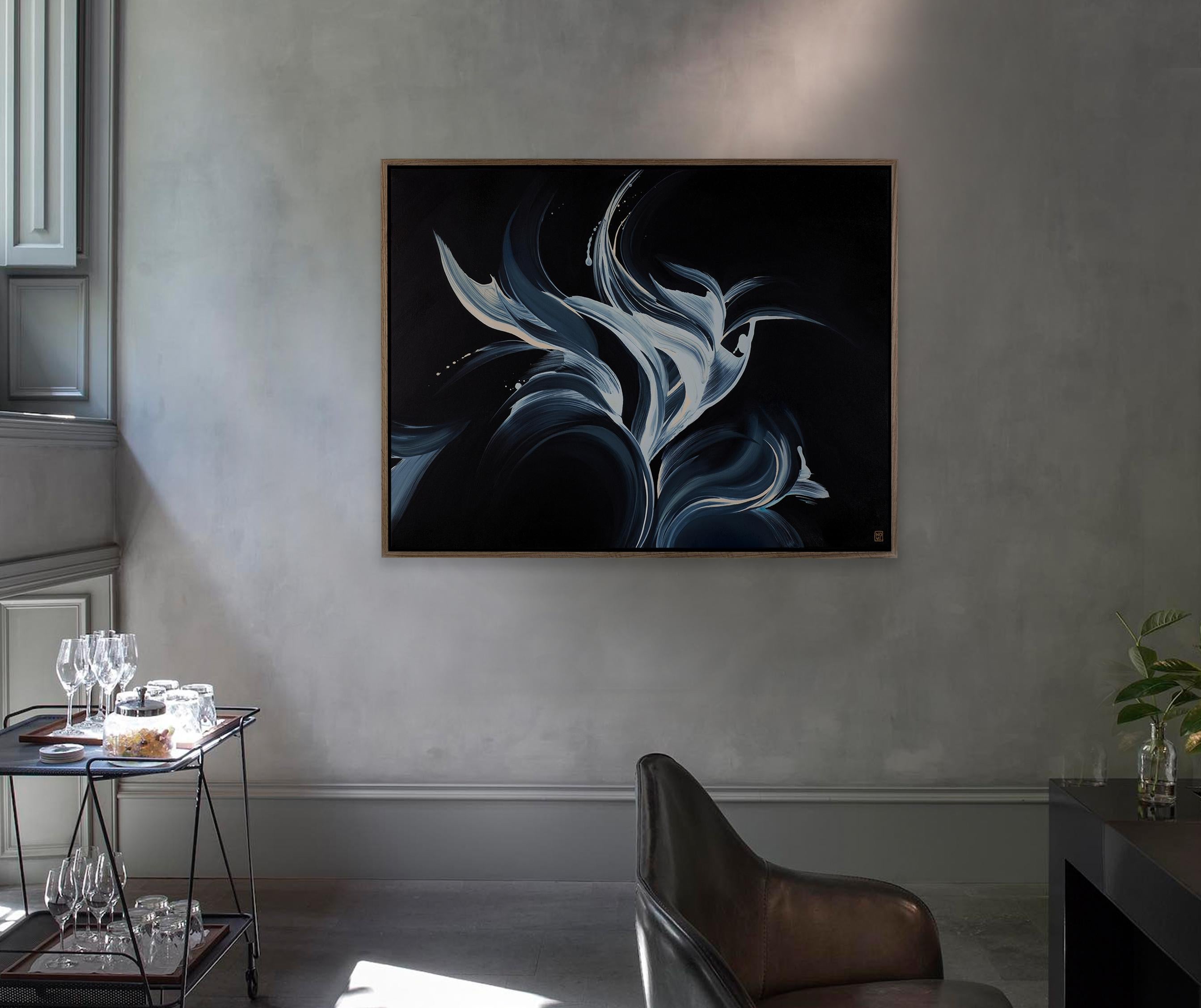Ignit, Original zeitgenössisches gerahmtes abstraktes Acrylgemälde auf Leinwand im Angebot 4