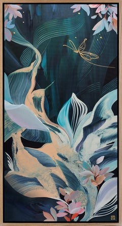 In The Tropics, Original Framed Signed Contemporary Abstract Acrylic Painting
