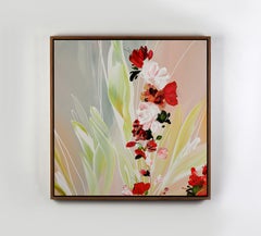 Just Carefree, Original Framed Signed Contemporary Abstract Floral Painting