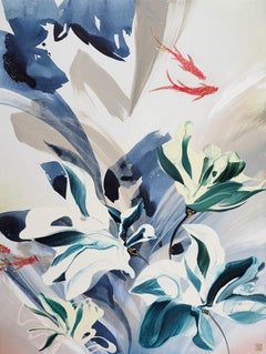 La Lagune, Original gerahmtes signiertes zeitgenössisches abstraktes Acrylgemälde