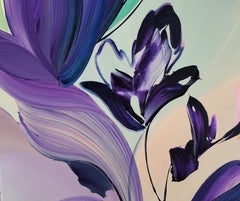 Lavish Violets, Original Framed Signed Contemporary Abstract Acrylic Painting