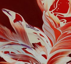 Makara, Original Contemporary Framed Red Abstract Acrylic Painting on Canvas