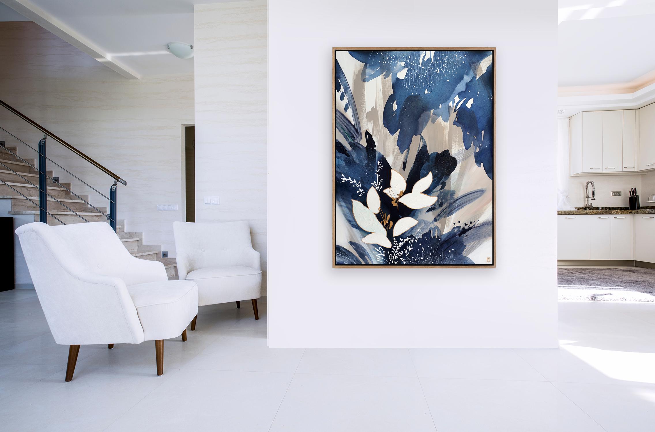 Nightlands Reflections, Original Framed Signed Contemporary Abstract Painting For Sale 8