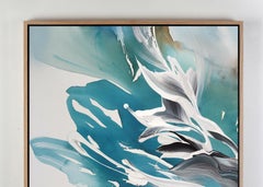 Odessa, Original Framed Signed Contemporary Blue Abstract Acrylic Painting