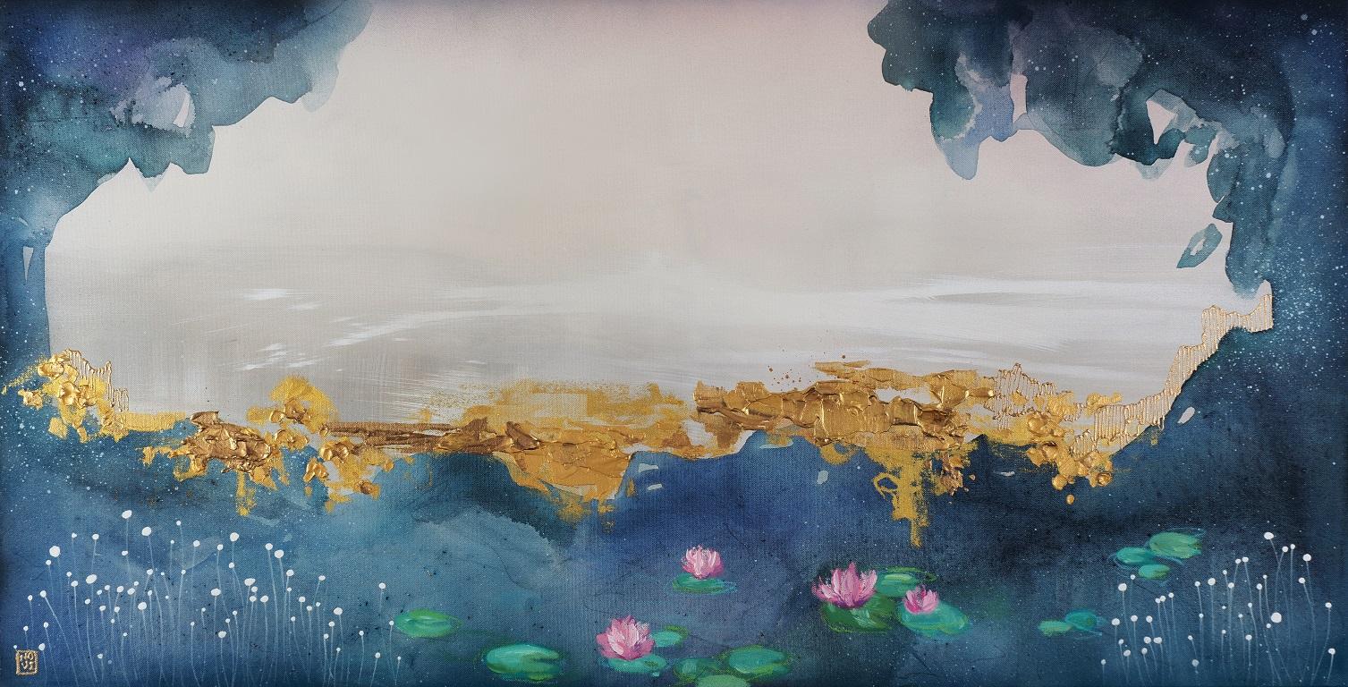 Die Kunst des Träumens II, Original gerahmt, signiert, zeitgenössische abstrakte Landschaft