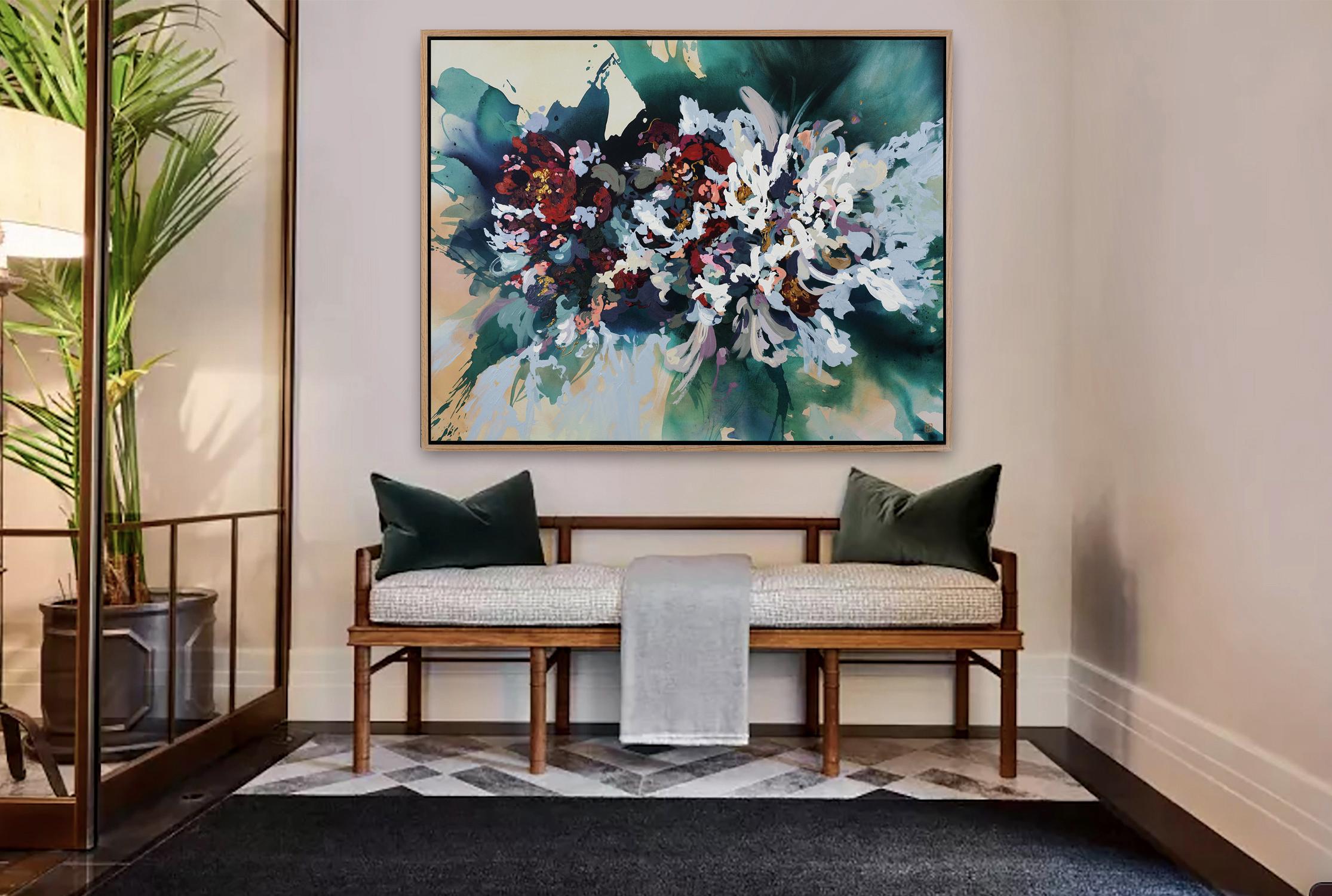 Wilde Blumen (Grau), Abstract Painting, von Novi Lim