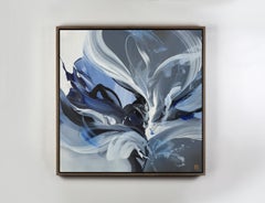 Yūgen, Original Contemporary Framed Blue Abstract Acrylic Painting on Canvas