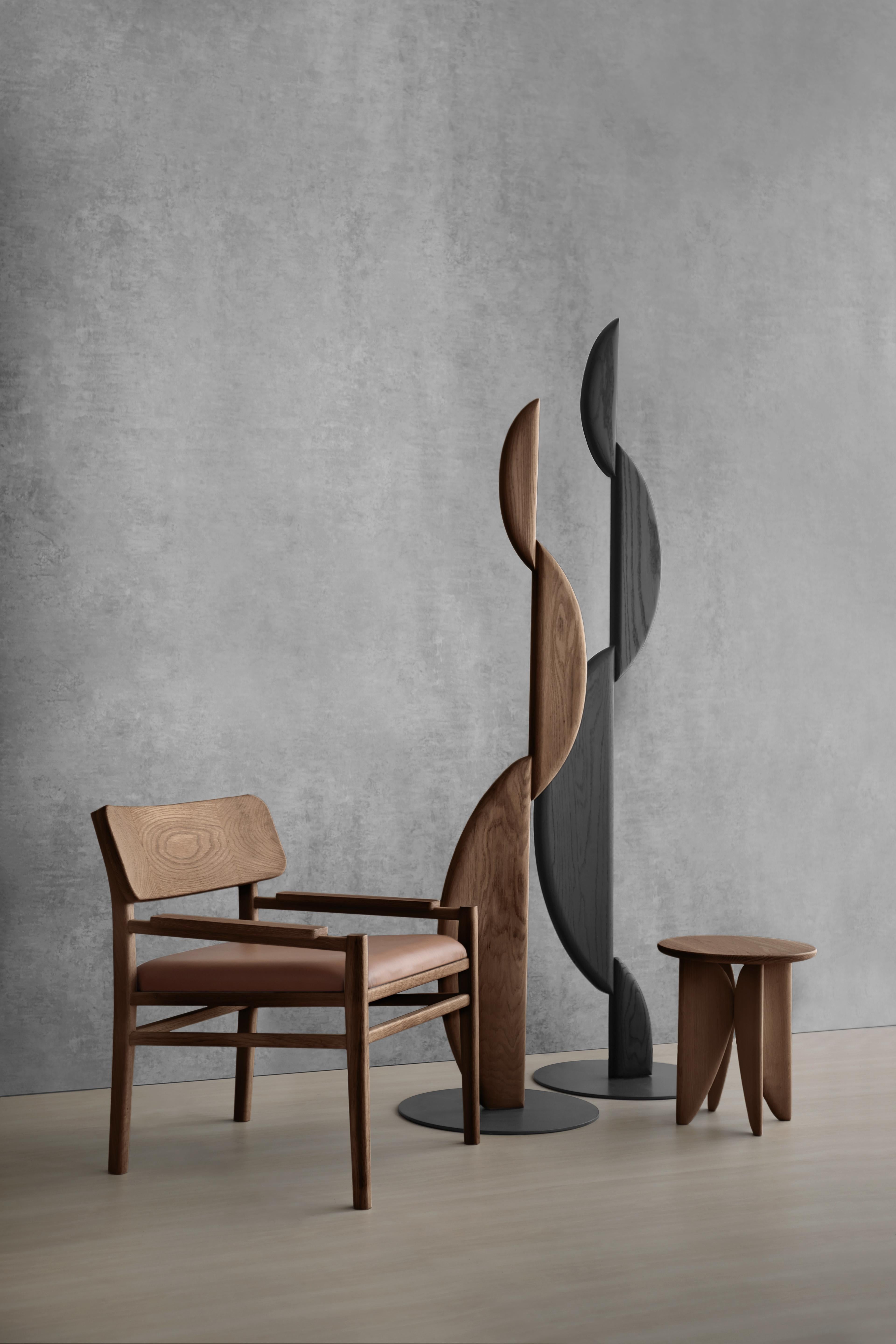Mexican Noviembre I Standing Sculpture Inspired in Brancusi in Solid Walnut Wood by Joel For Sale