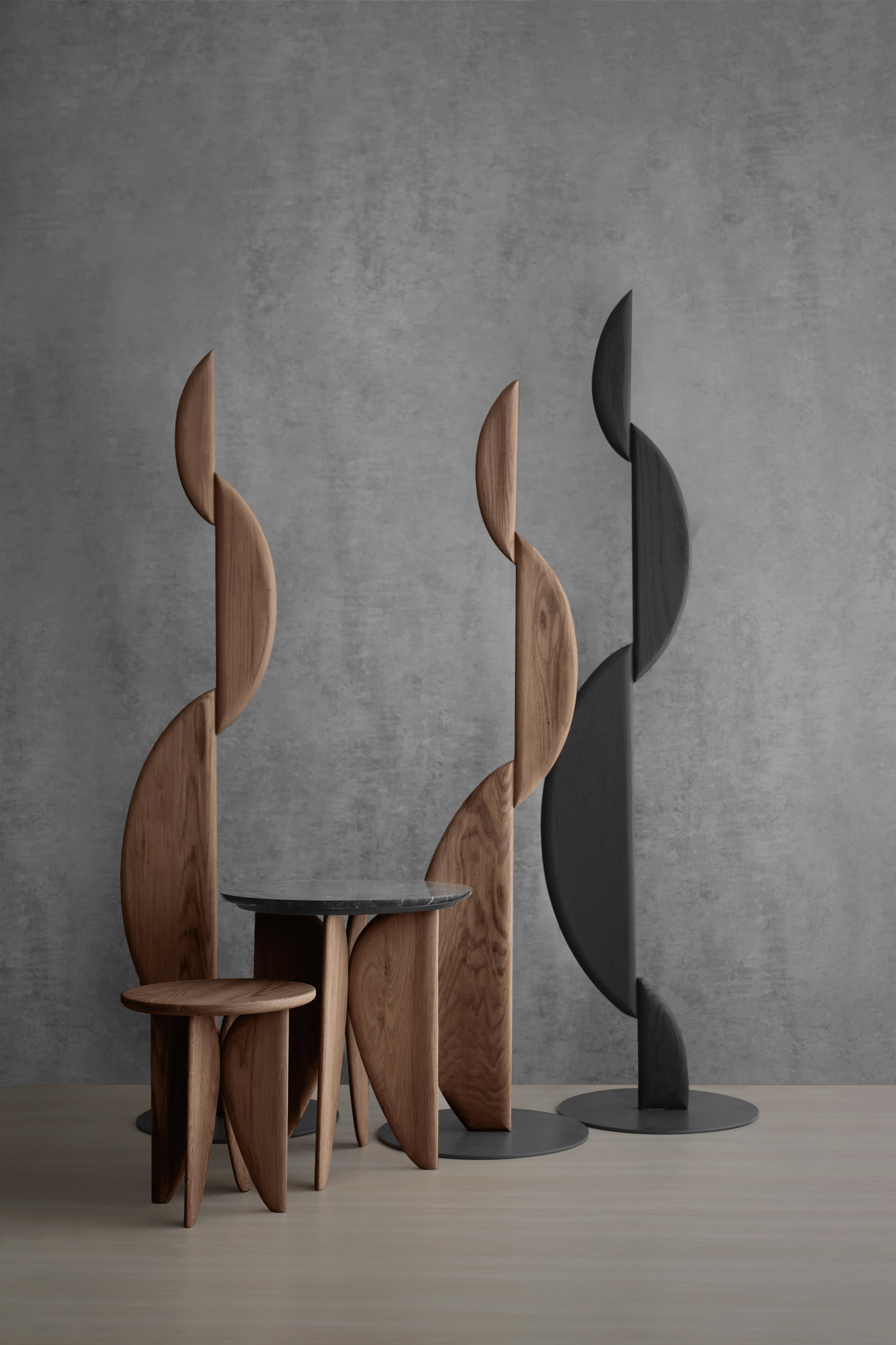 Contemporary Noviembre I Standing Sculpture Inspired in Brancusi in Solid Walnut Wood by Joel For Sale