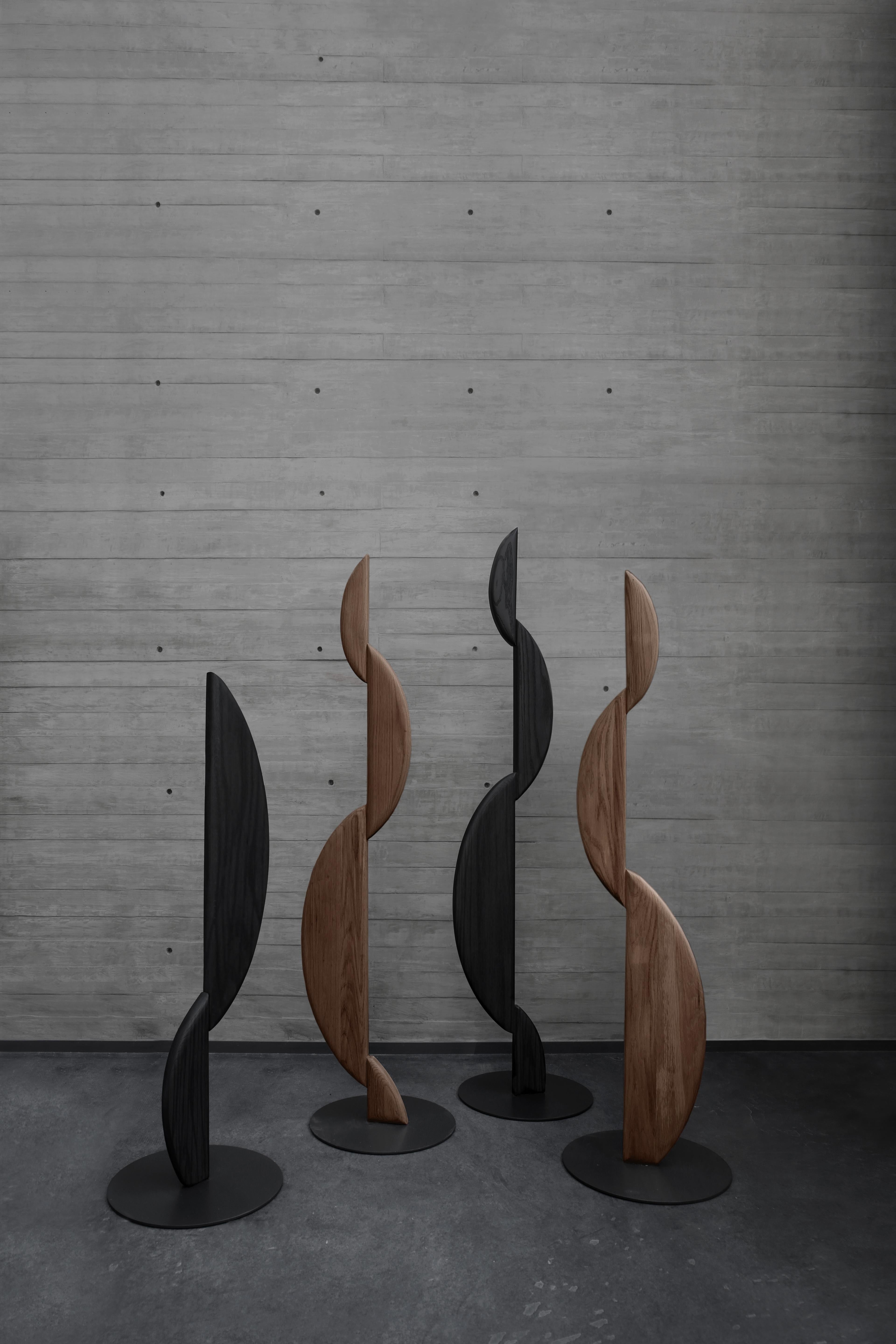 Mexican Noviembre II Standing Sculpture Inspired in Brancusi in Solid Walnut Wood by Jo For Sale