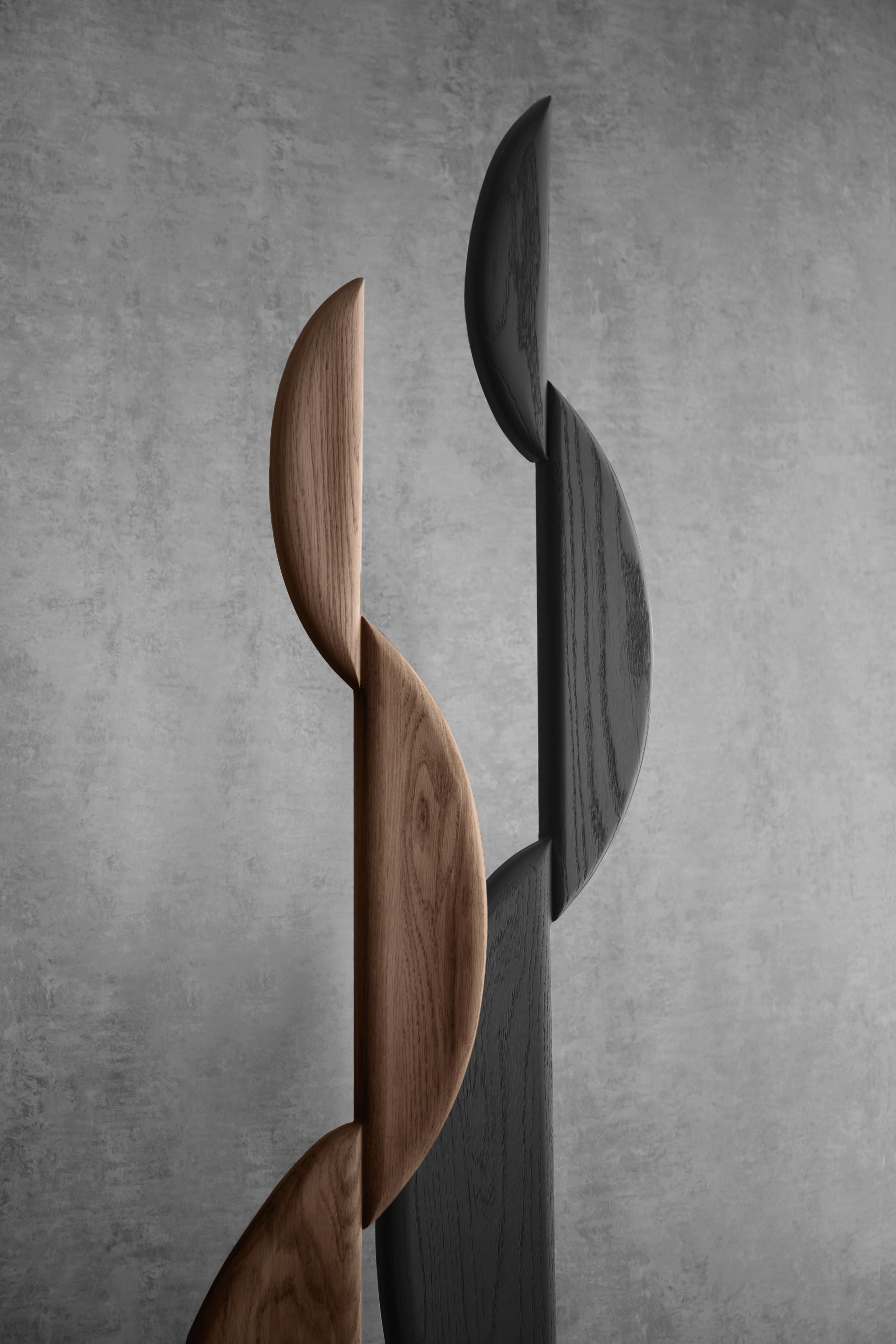 Contemporary Noviembre II Standing Sculpture Inspired in Brancusi in Solid Walnut Wood by Jo