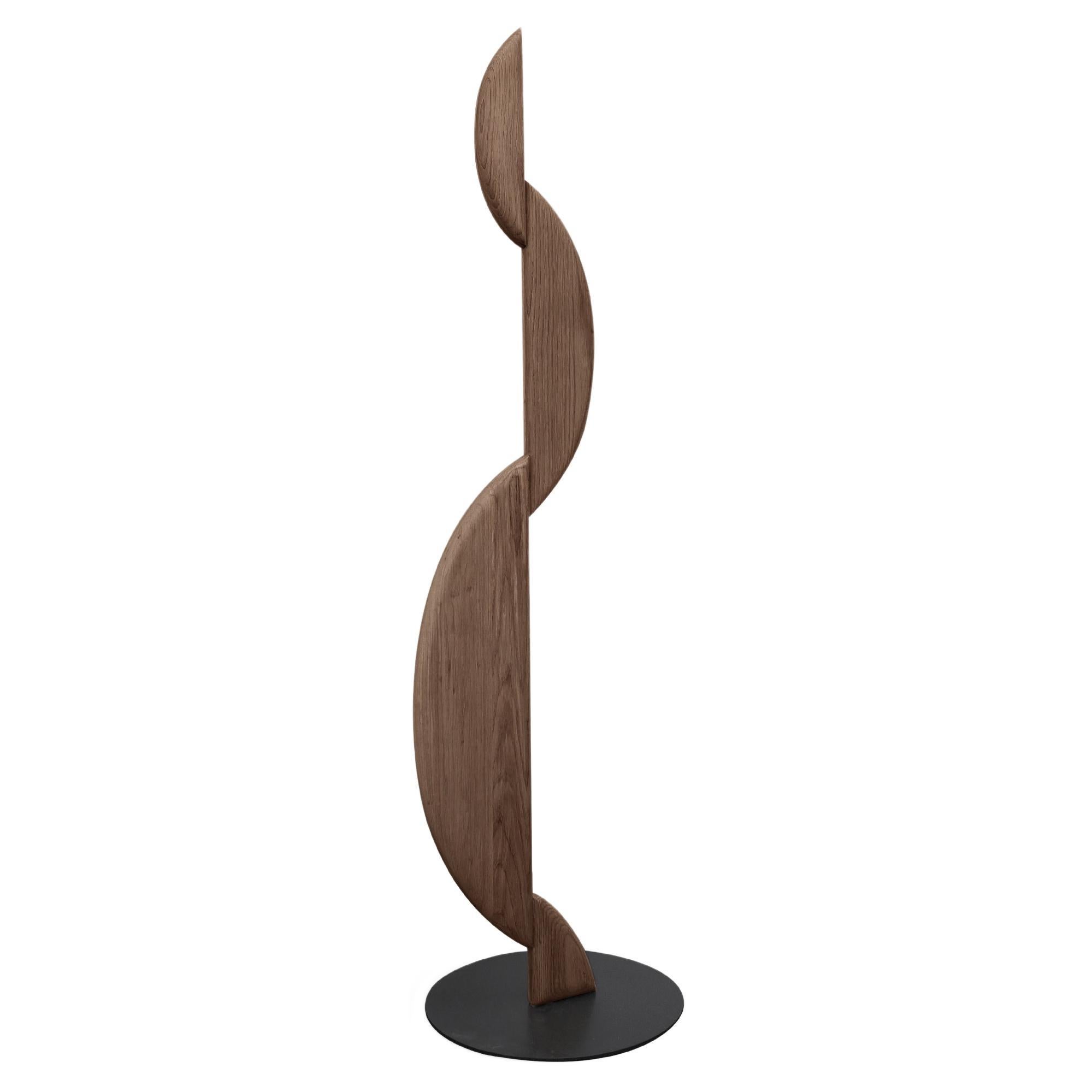 Noviembre II Standing Sculpture Inspired in Brancusi in Solid Walnut Wood by Jo For Sale