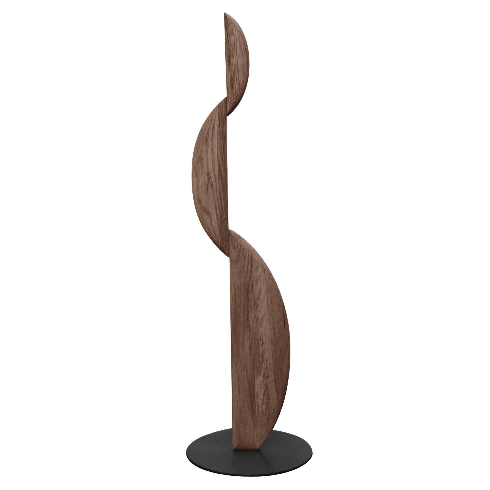 Noviembre III Standing Sculpture Inspired in Brancusi in Solid Walnut Wood by Jo