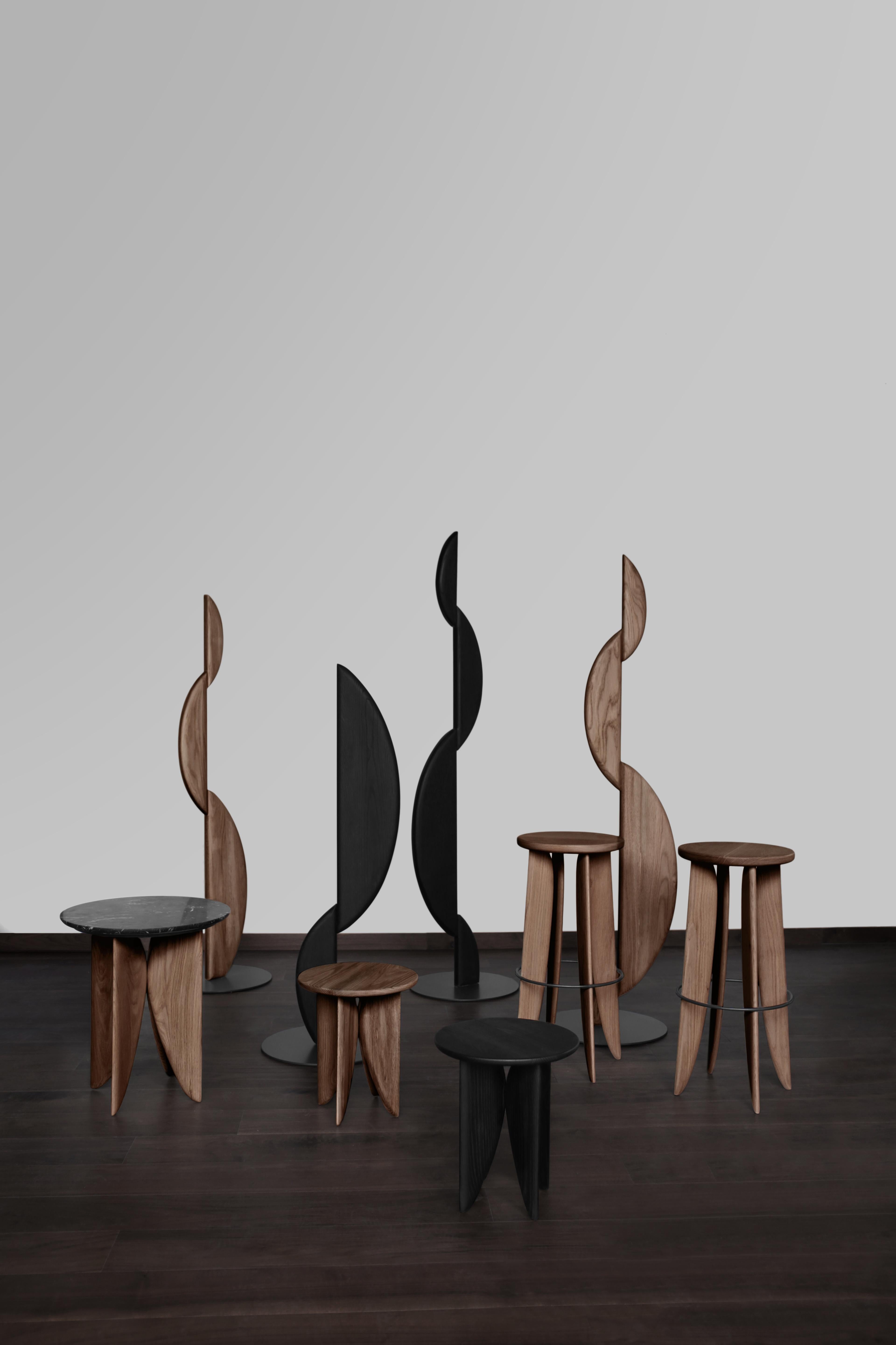 Scandinavian Modern Noviembre v Stool, Side Table Inspired in Brancusi in Walnut by Joel Escalona