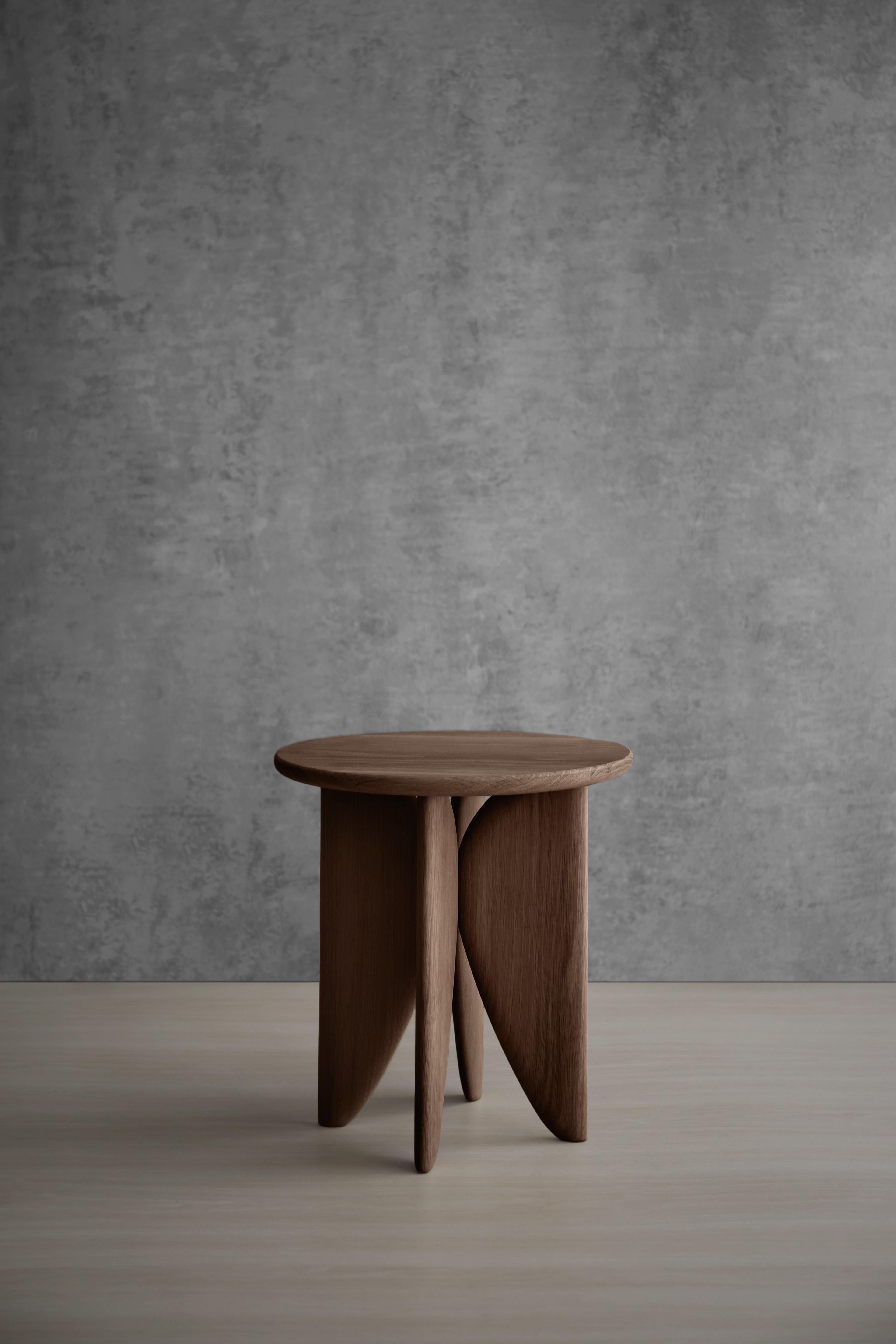 Mid-Century Modern Noviembre v Stool, Side Table Inspired in Brancusi in Walnut by Joel Escalona For Sale