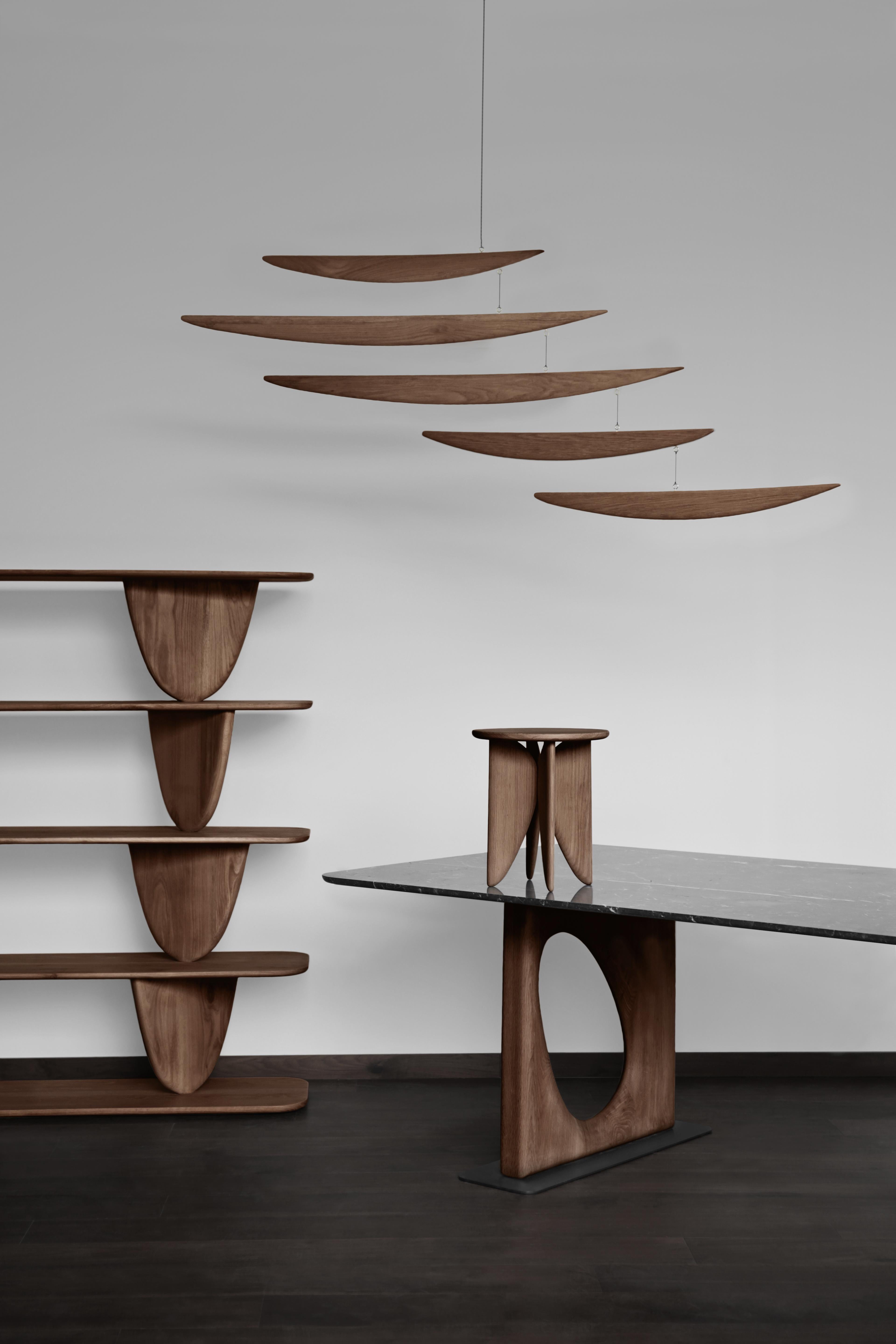 Mexican Noviembre v Stool, Side Table Inspired in Brancusi in Walnut by Joel Escalona For Sale
