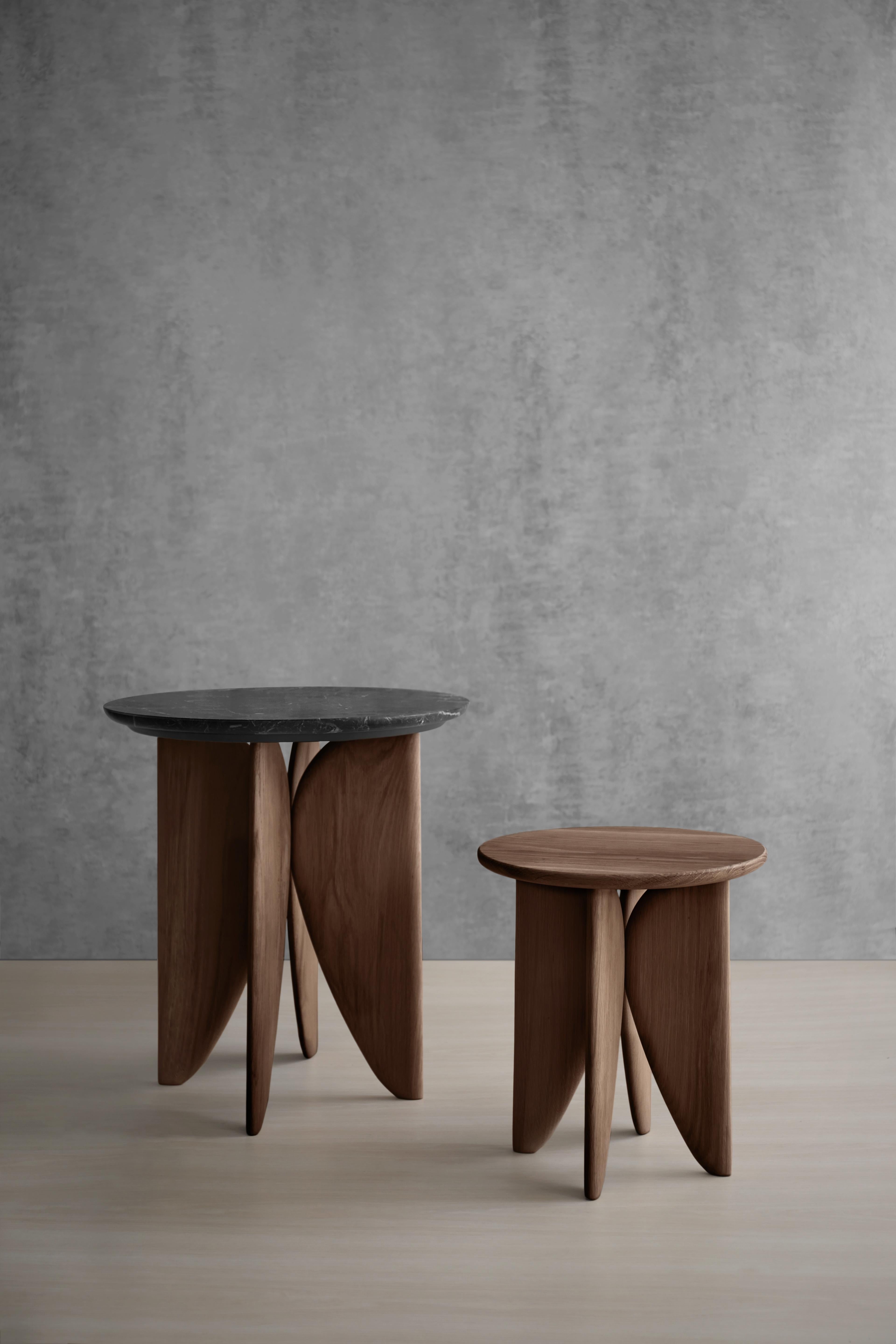 Burnished Noviembre v Stool, Side Table Inspired in Brancusi in Walnut by Joel Escalona For Sale