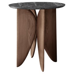 Noviembre VI Side Table, Nightstand in Walnut and Marble Top by Joel Escalona