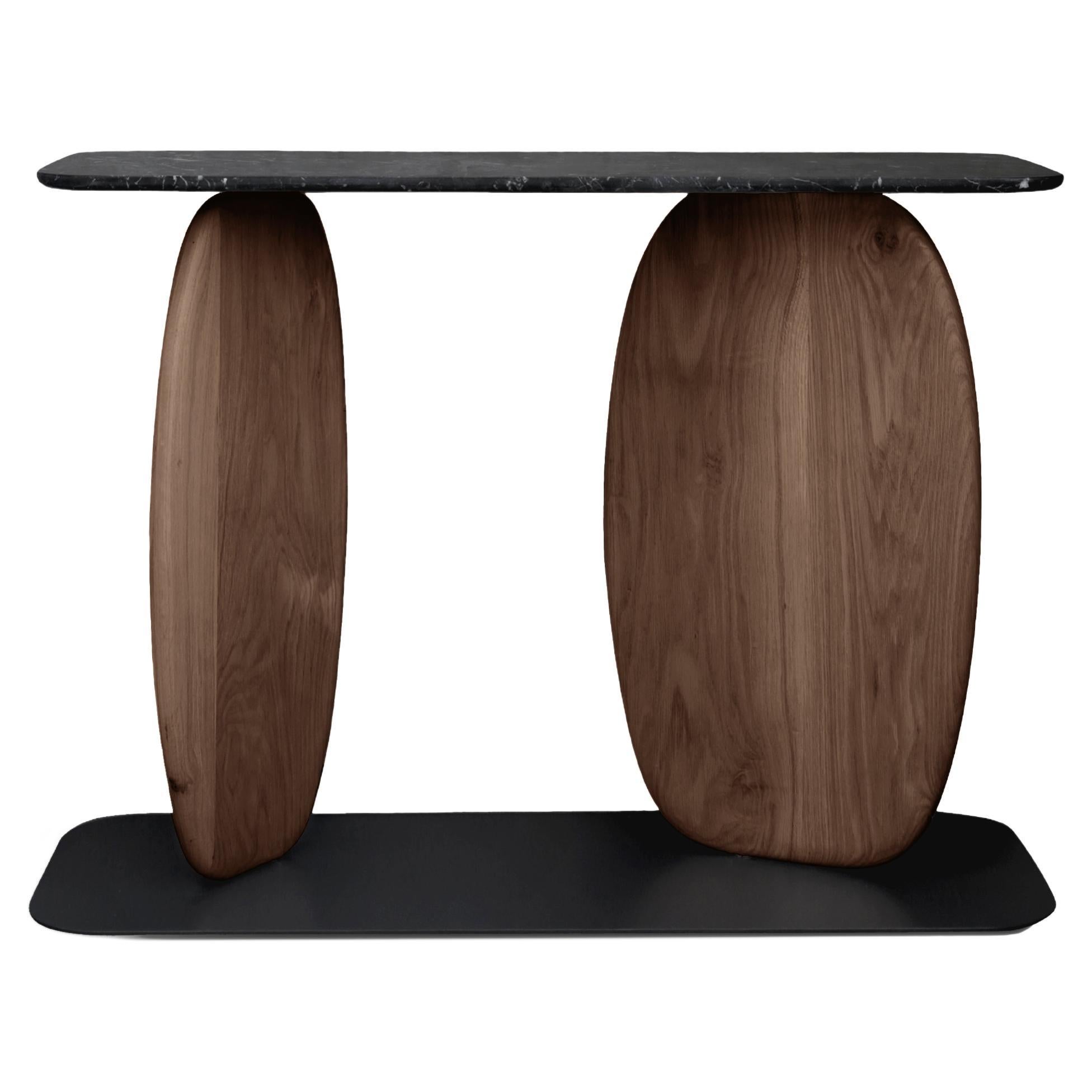 Noviembre VII Sideboard in Walnut Wood and Marble Top, Console by Joel Escalona For Sale