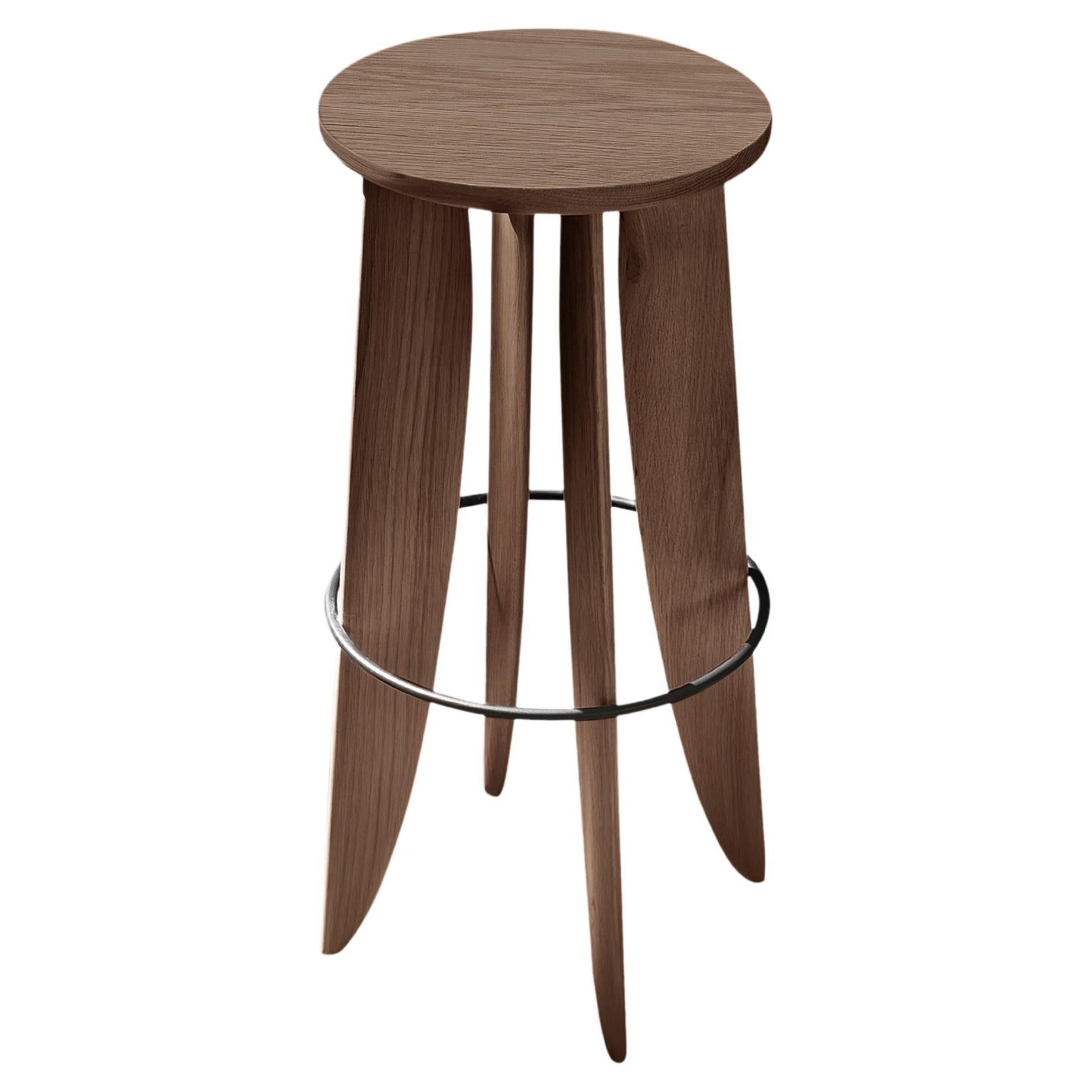 Noviembre XII Counter Stool in Walnut Wood by Joel Escalona For Sale