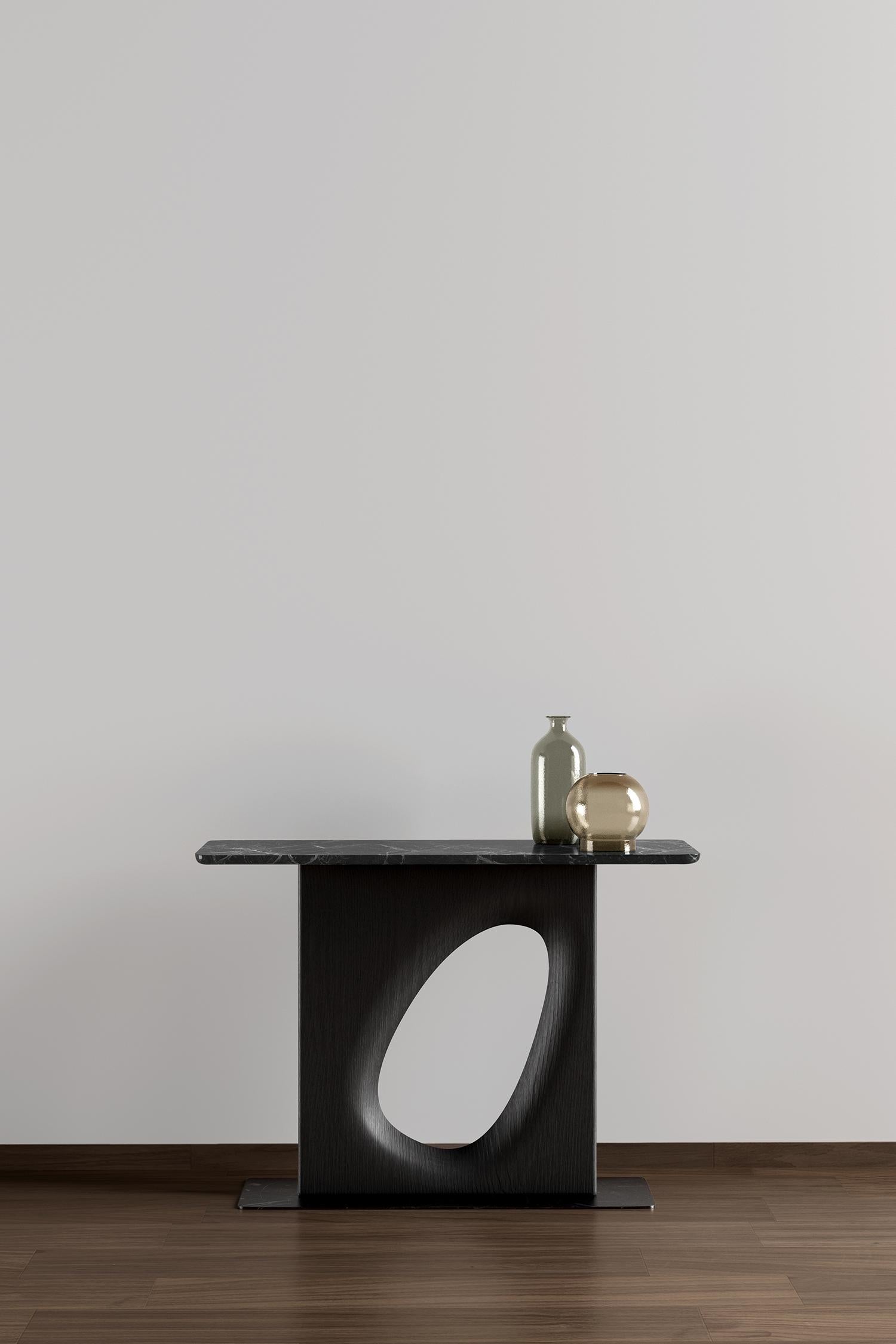 Mexican Noviembre XIX, Console Table in Oak Wood Inspired by Brancusi, Sideboard For Sale