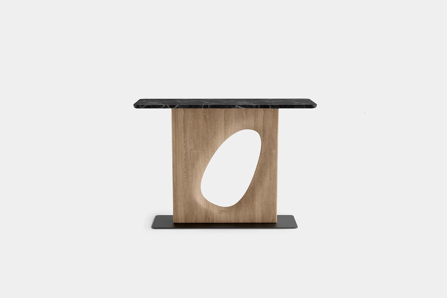 Marble Noviembre XIX, Console Table in Oak Wood Inspired by Brancusi, Sideboard For Sale