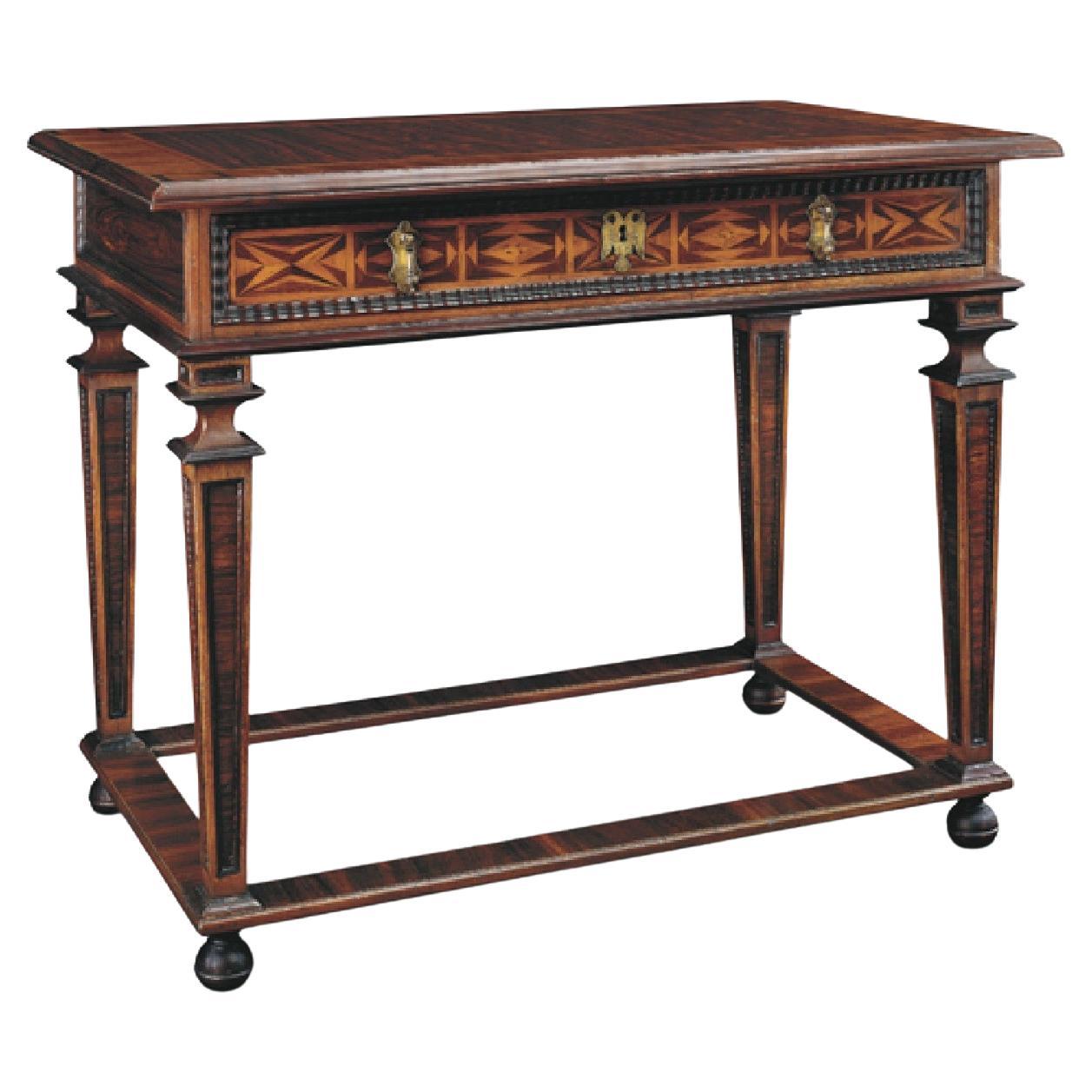 Novo Hispanic Style Tula Console with Handcrafted Portuguese Moldings& Marquetry For Sale