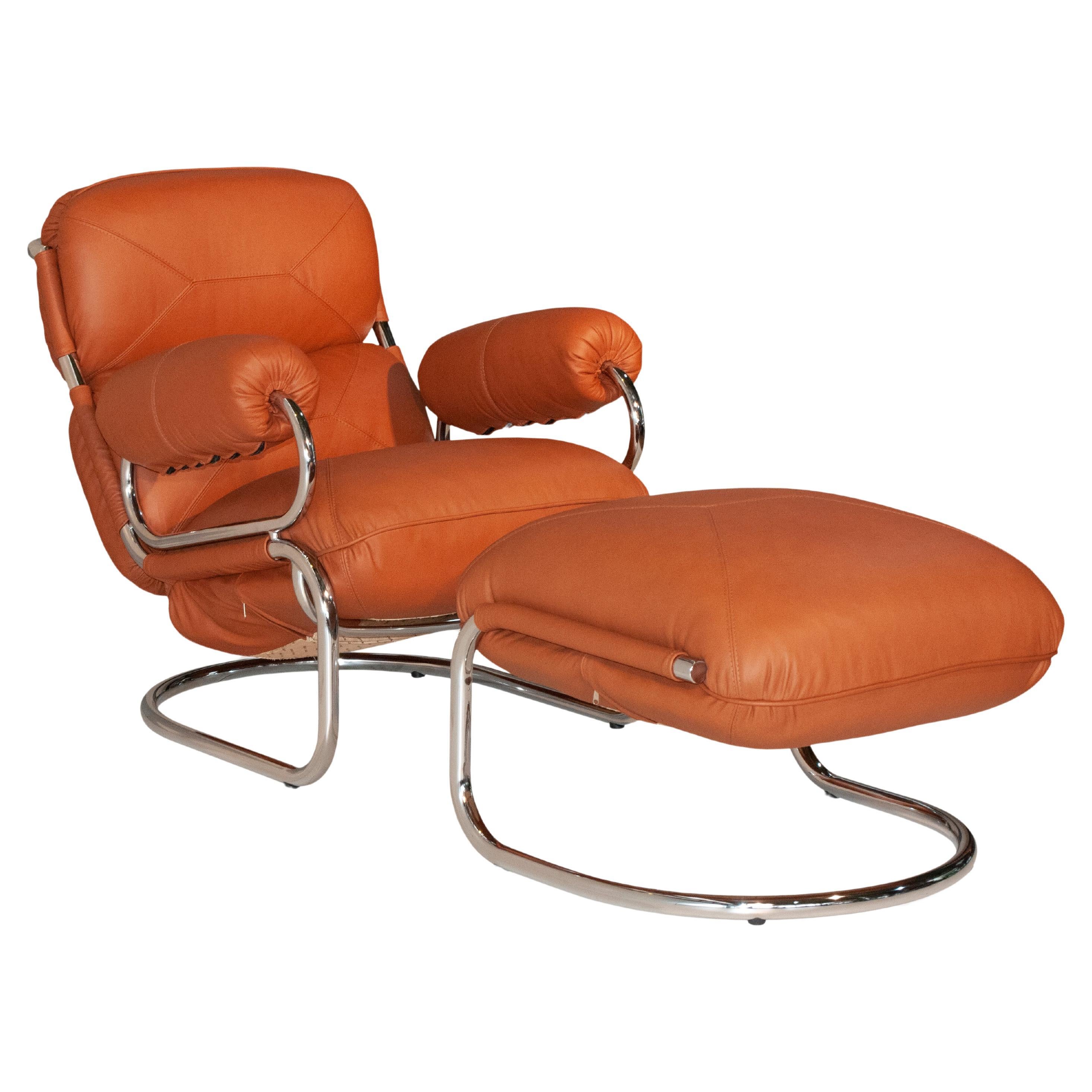Novo Rumo - very rare Lounge Chair with Ottoman, 1970s For Sale