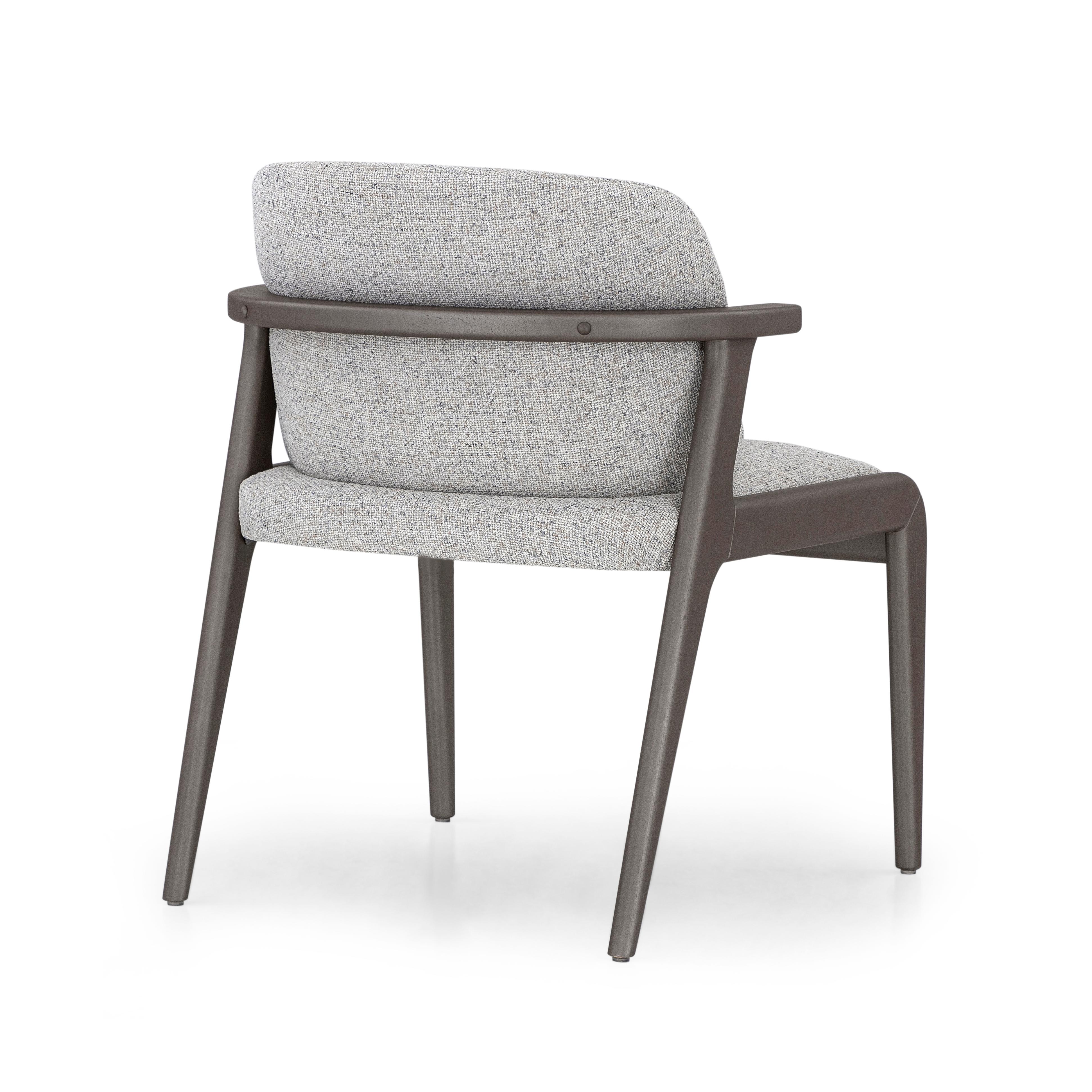 Brazilian Modern Dining Chair with Chocolate Finish and Beige Fabric, Nowe Collection For Sale