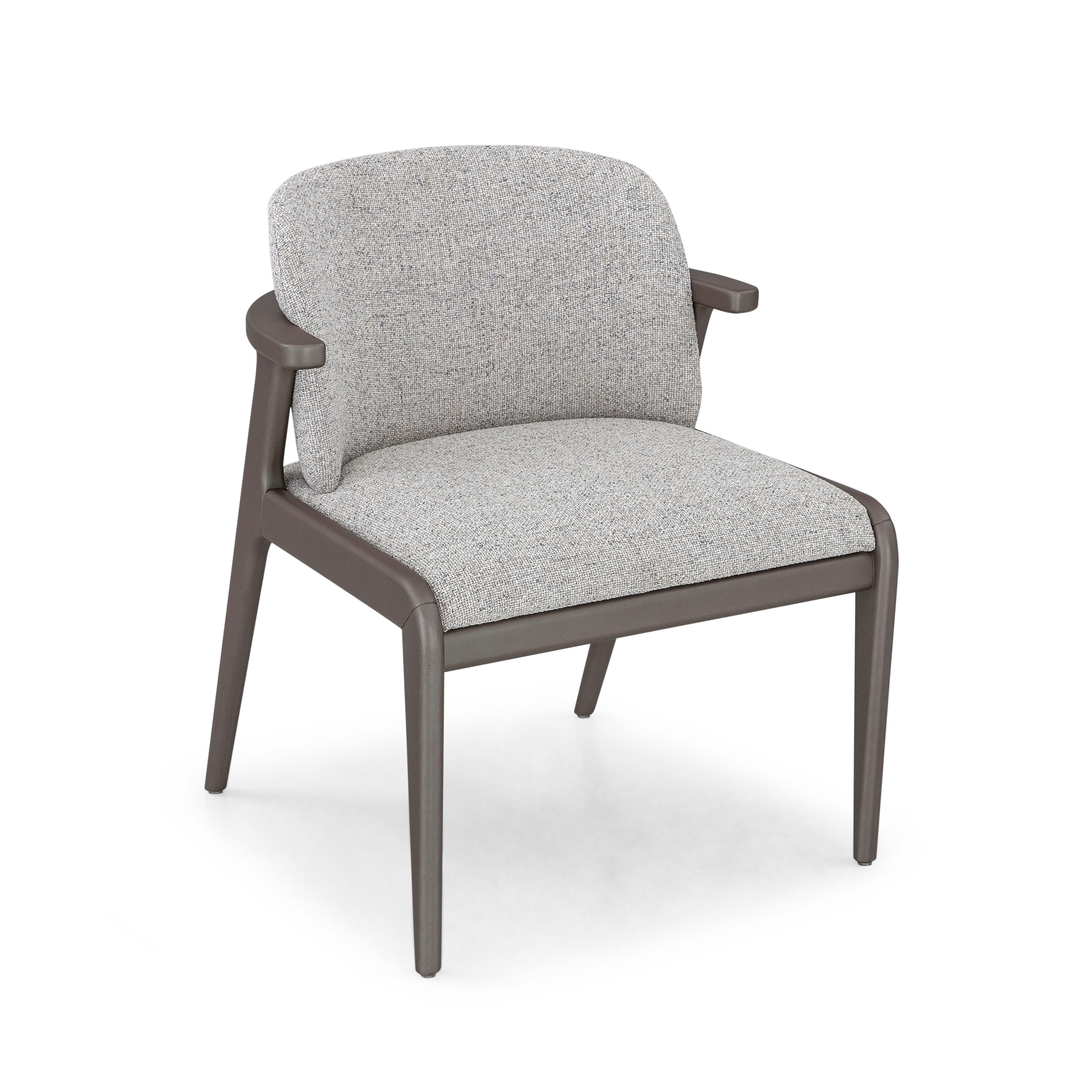 Contemporary Modern Dining Chair with Chocolate Finish and Beige Fabric, Nowe Collection For Sale