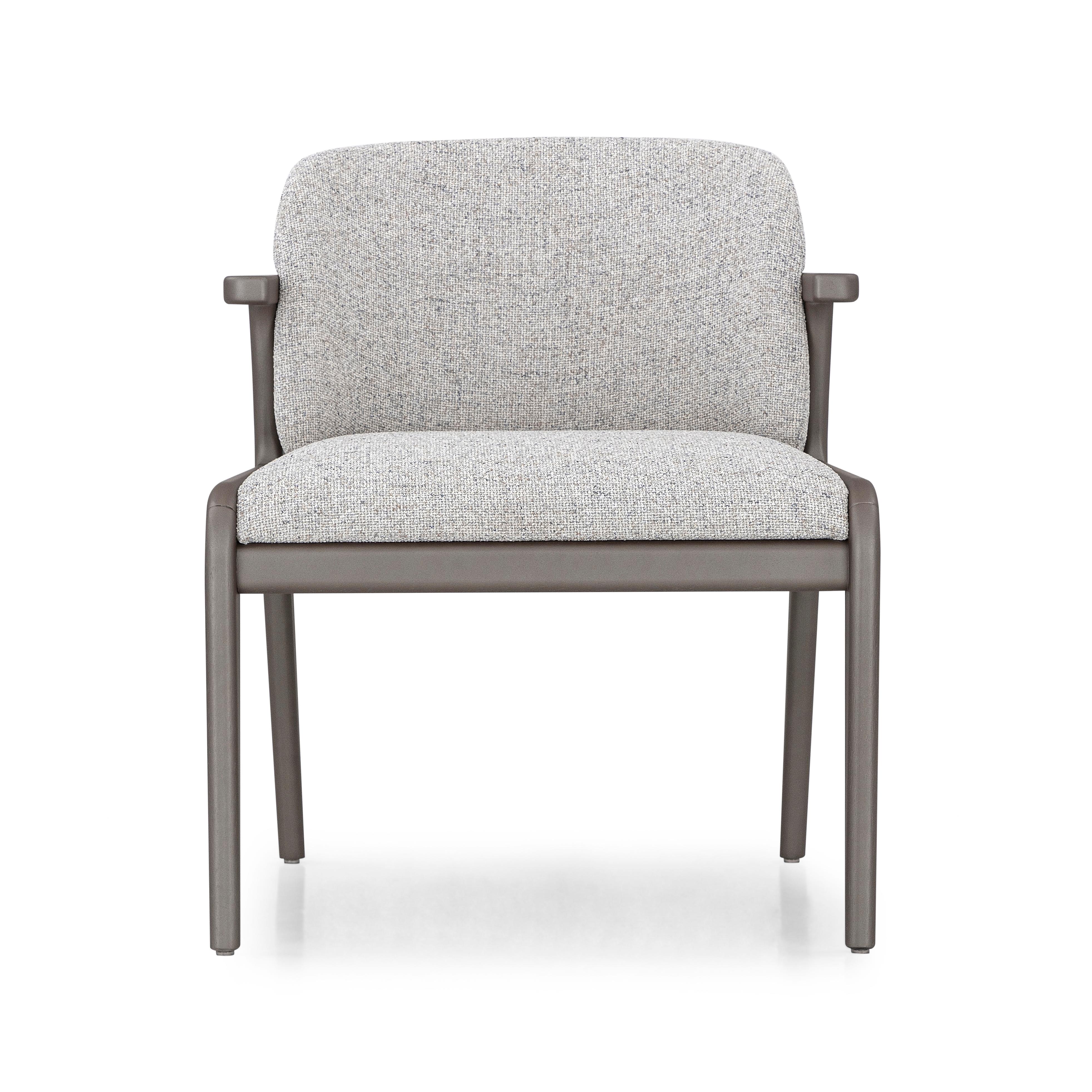 Modern Dining Chair with Chocolate Finish and Beige Fabric, Nowe Collection For Sale 1
