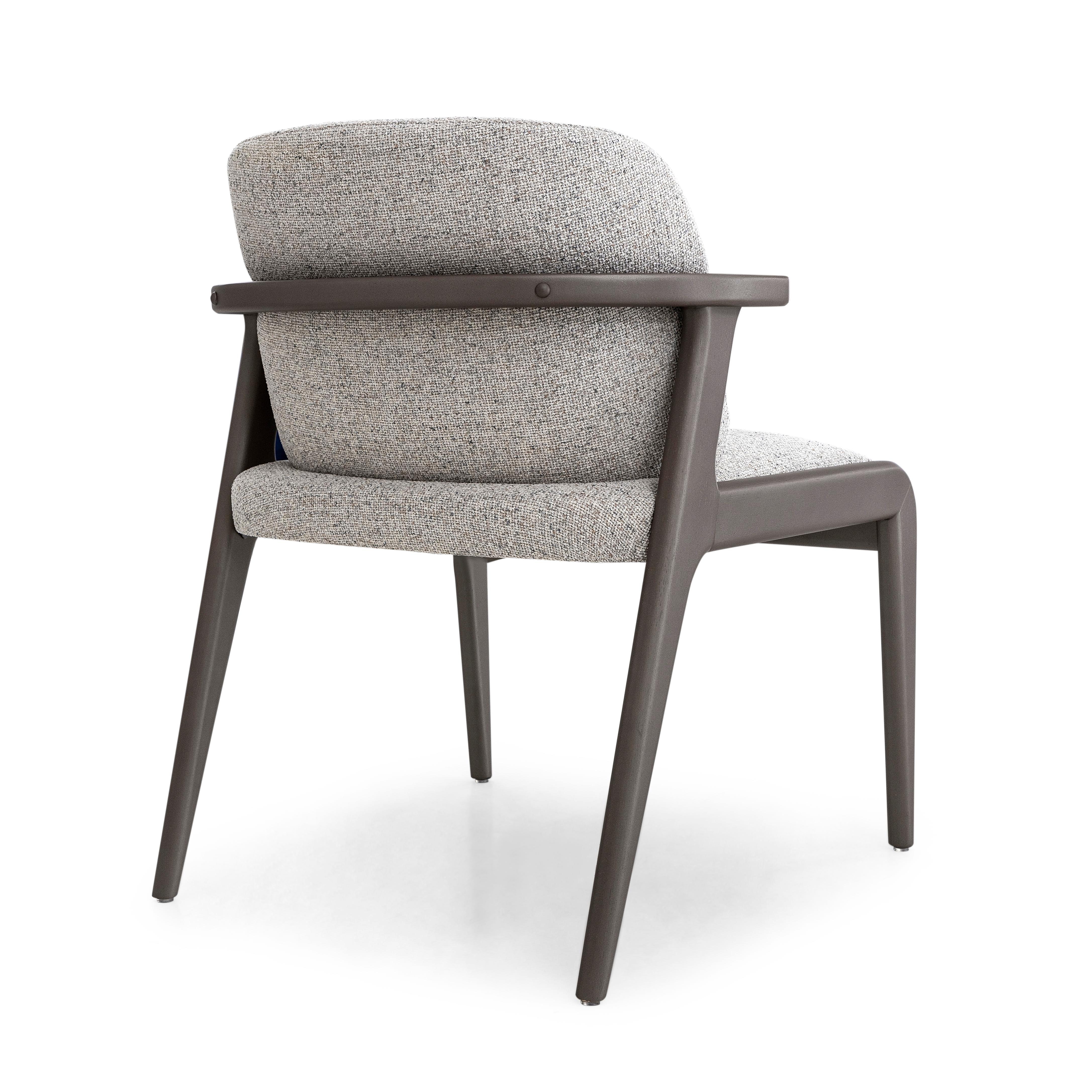 Modern Dining Chair with Chocolate Finish and Beige Fabric, Nowe Collection For Sale 2