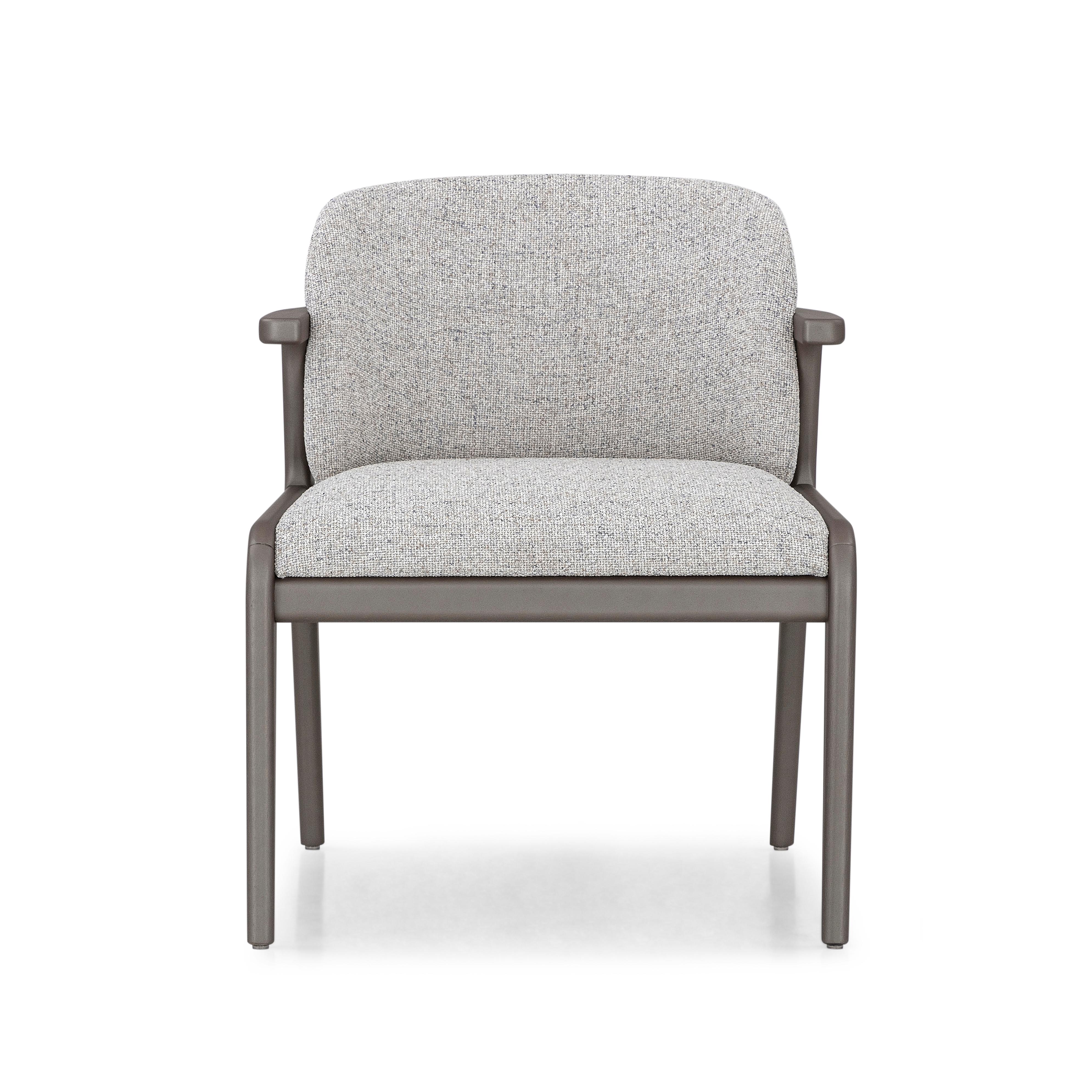 Modern Dining Chair with Chocolate Finish and Beige Fabric, Nowe Collection For Sale 3