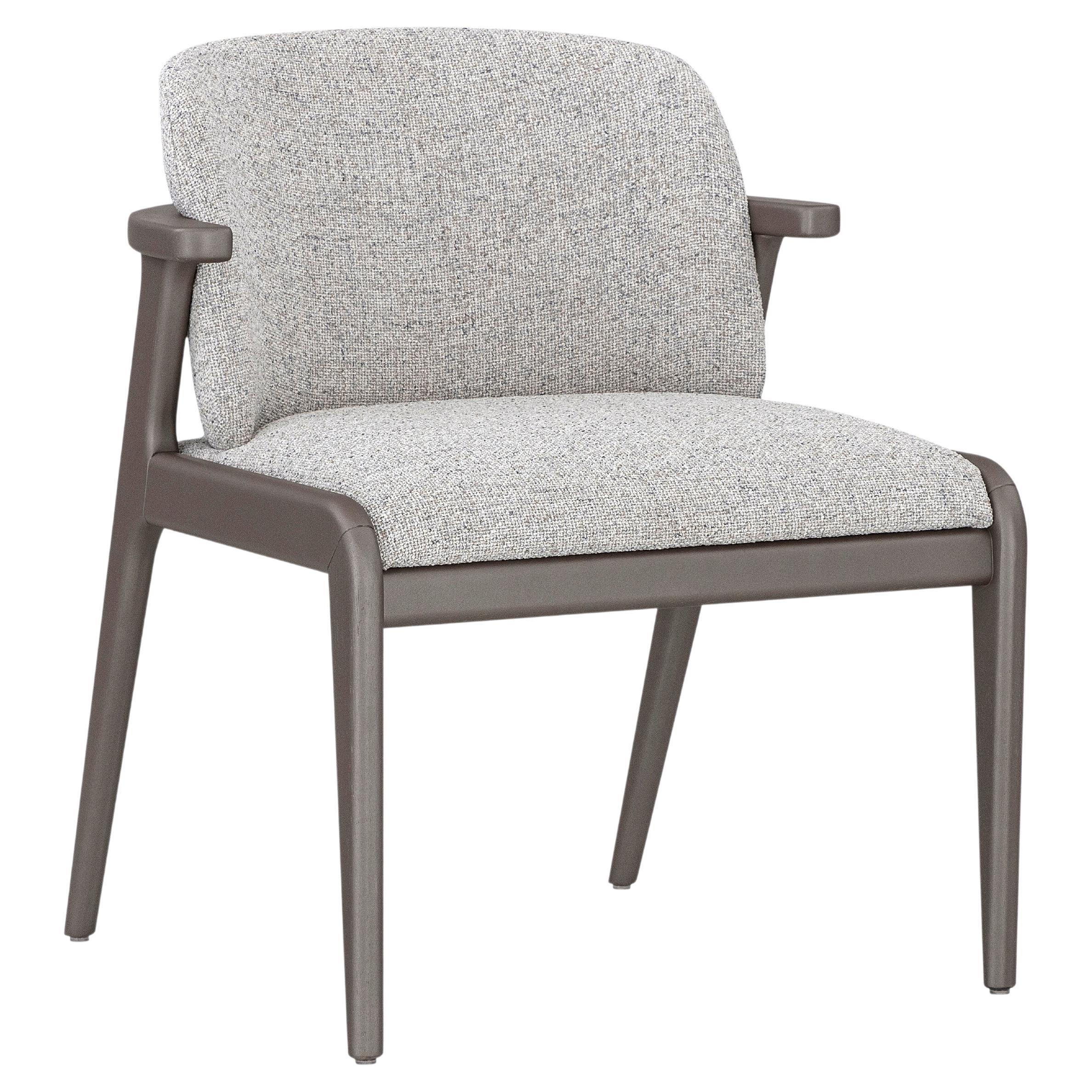 Modern Dining Chair with Chocolate Finish and Beige Fabric, Nowe Collection