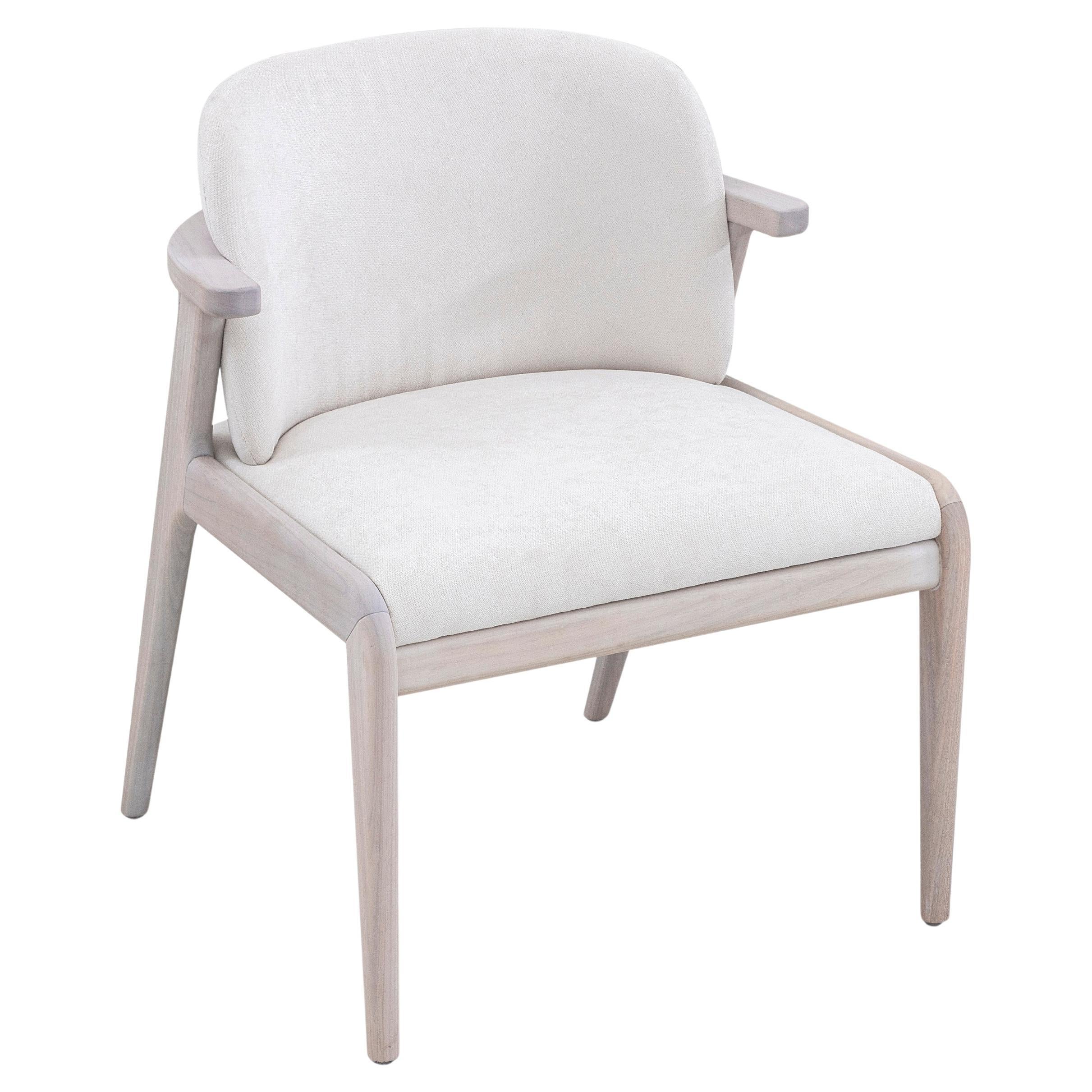 Ivory Upholstered Dover Oak Dining or Accent Chair in Modern Form - Nowe Line