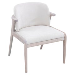 Ivory Upholstered Dover Oak Dining or Accent Chair in Modern Form - Nowe Line