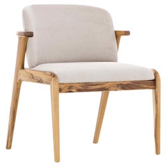 Nowe Dining Chair in Teak Wood Finish and Beige Cotton Fabric