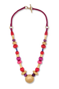 Noya Necklace in 24k Vermeil Gold & Silk by Katerina Makriyianni