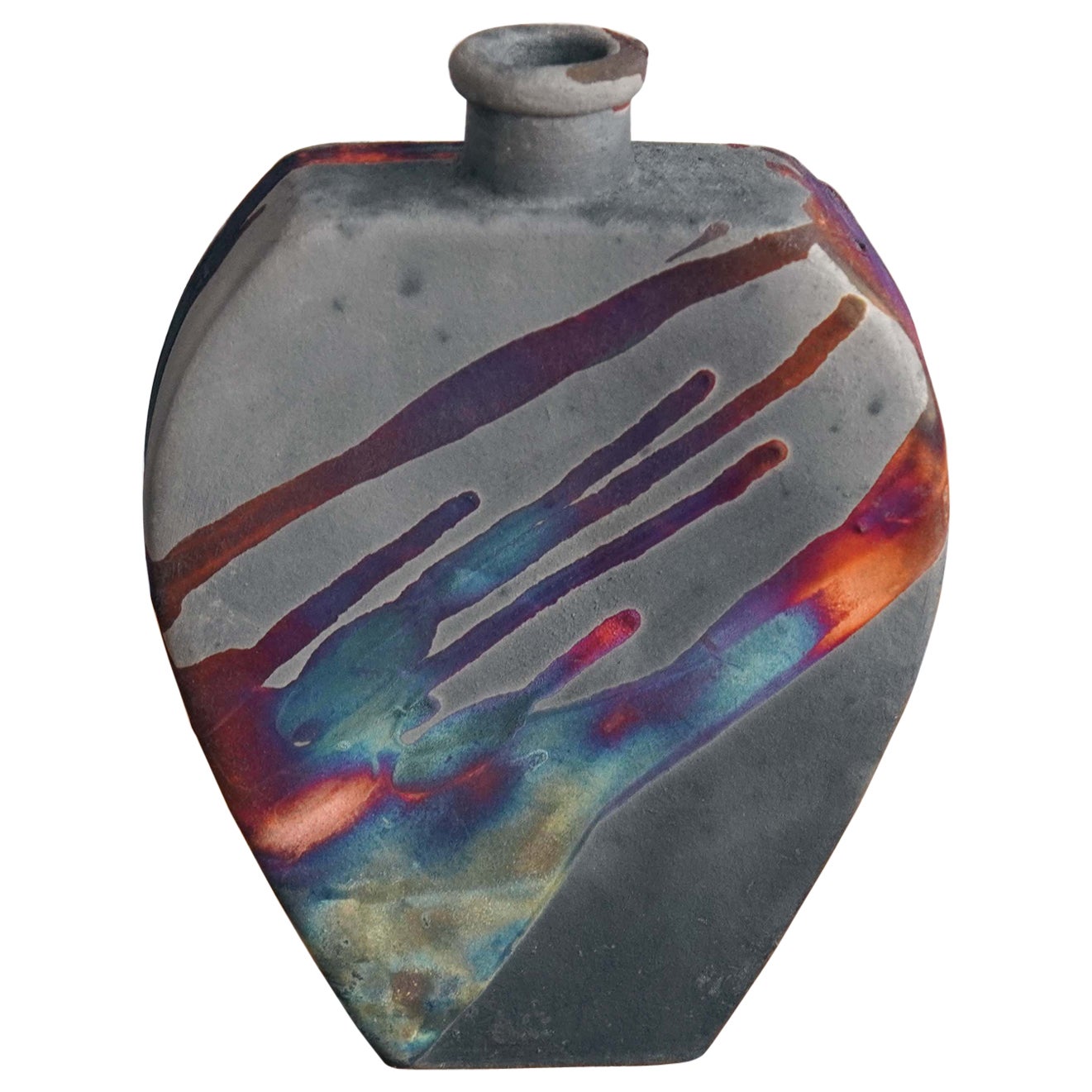 Nozomu Raku-Keramikvase – Kohlenstoff-Kupfer – Handgefertigtes Keramik-Geschenk