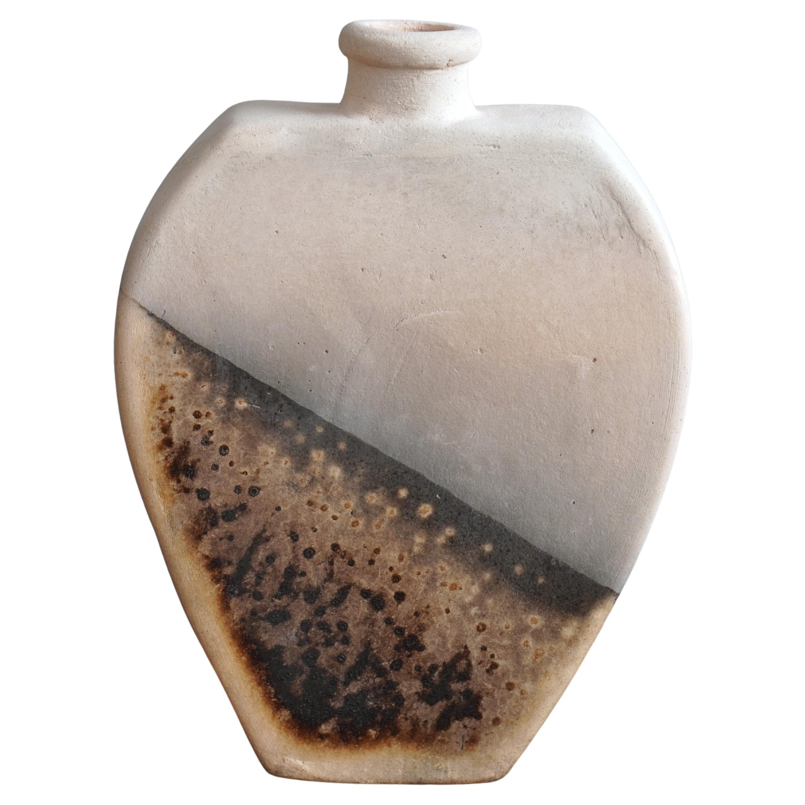 Vase en poterie Nozomu Raku - Obvara - Cadeau de décoration intérieure en céramique fait à la main