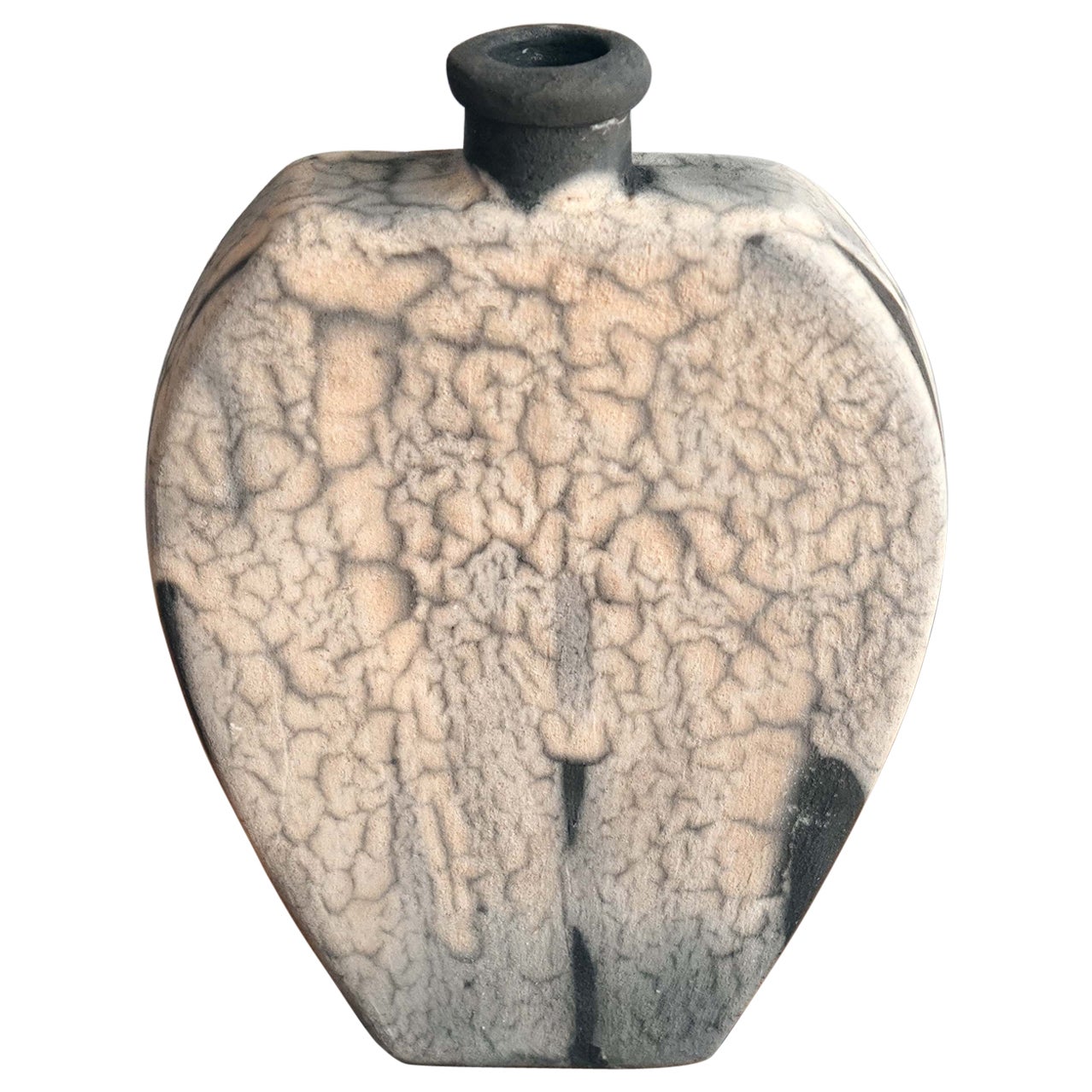 Nozomu Raku Pottery Vase, Smoked Raku, Handmade Ceramic Home Decor Gift
