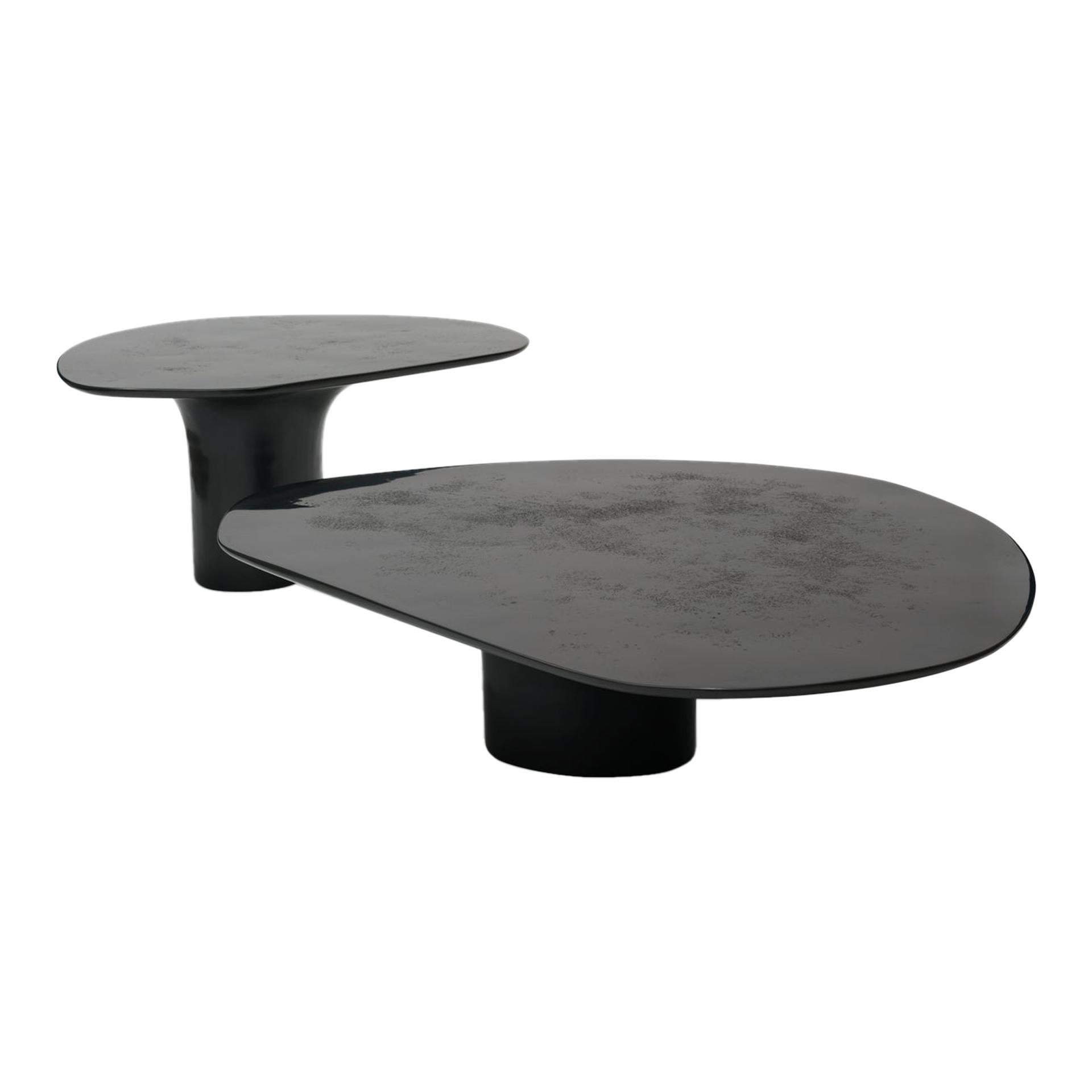NR Black Edition Hand-Sculpted Liquid Metal Low Cocktail Table Coupling Set  For Sale at 1stDibs